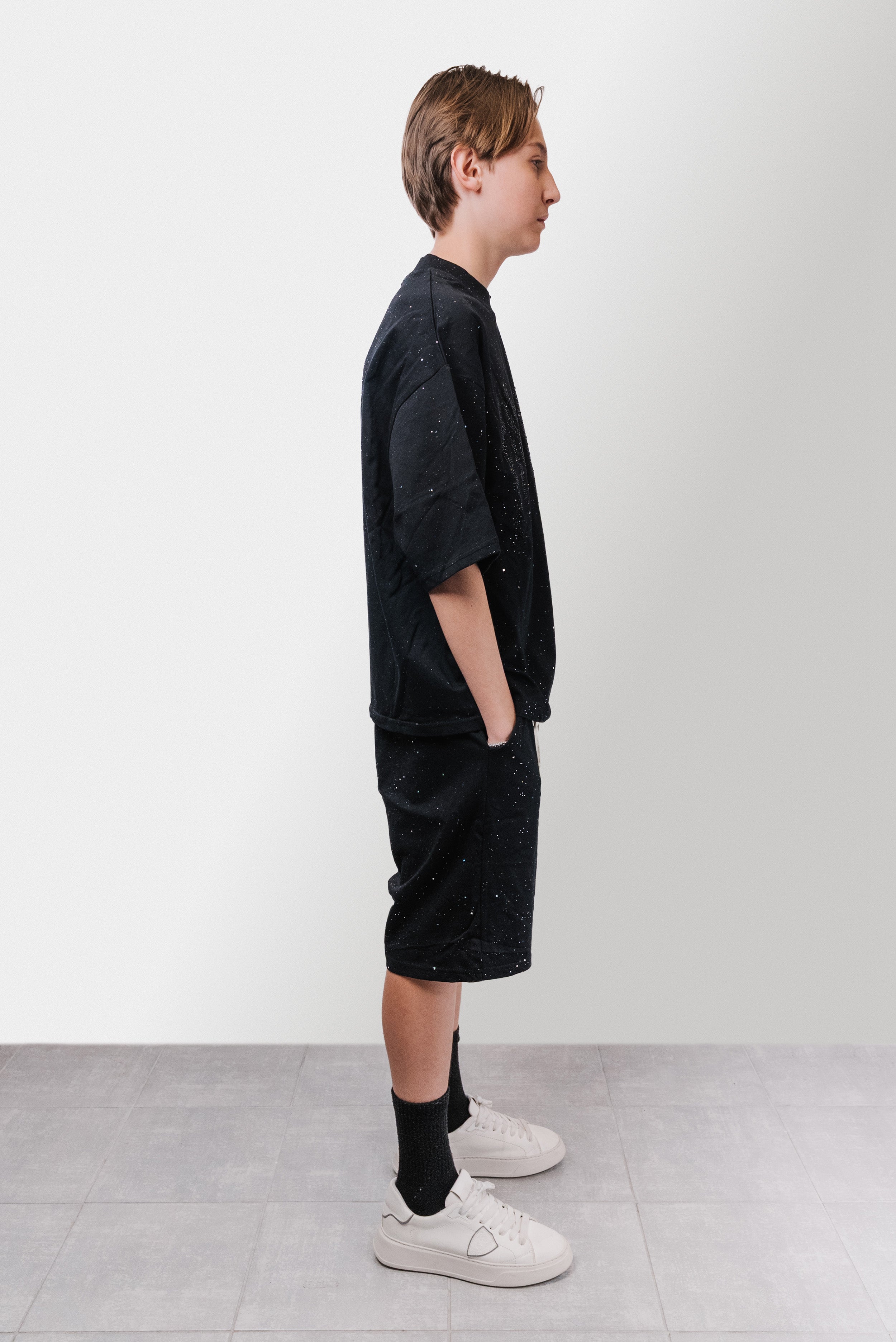 SHORT GLITTER TRACKSUIT BLACK - Replacement Brand