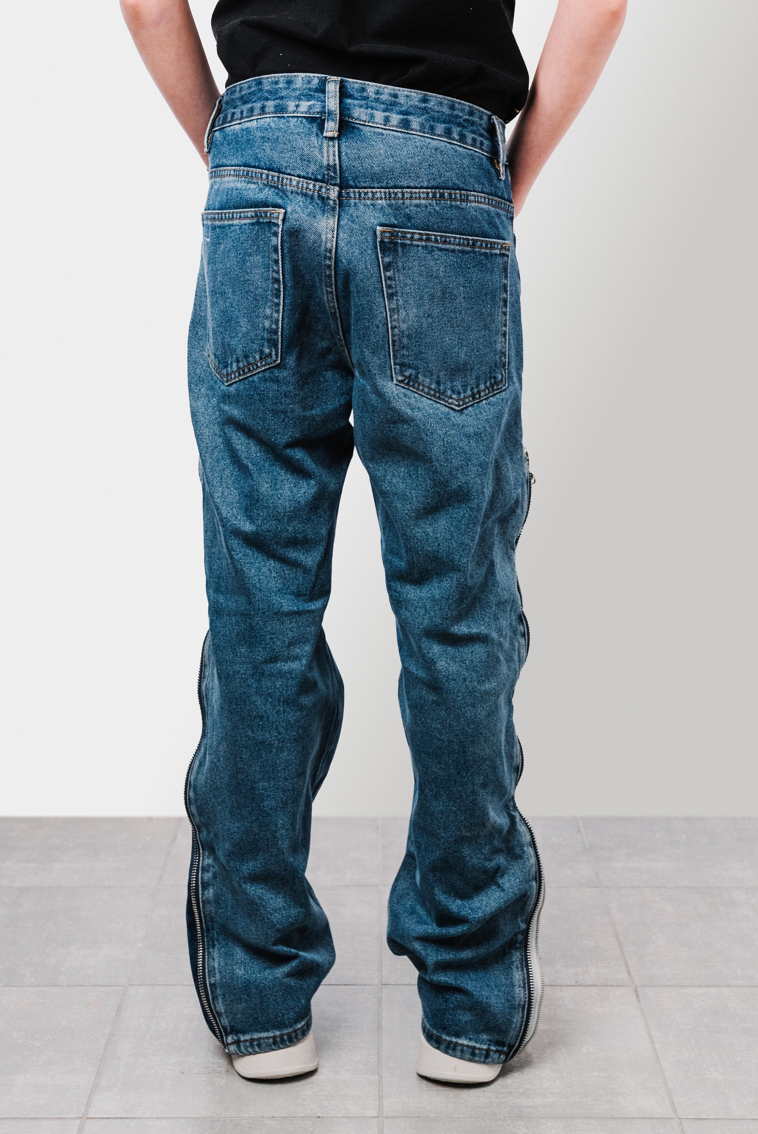 DOUBLE ZIP DENIM JEANS