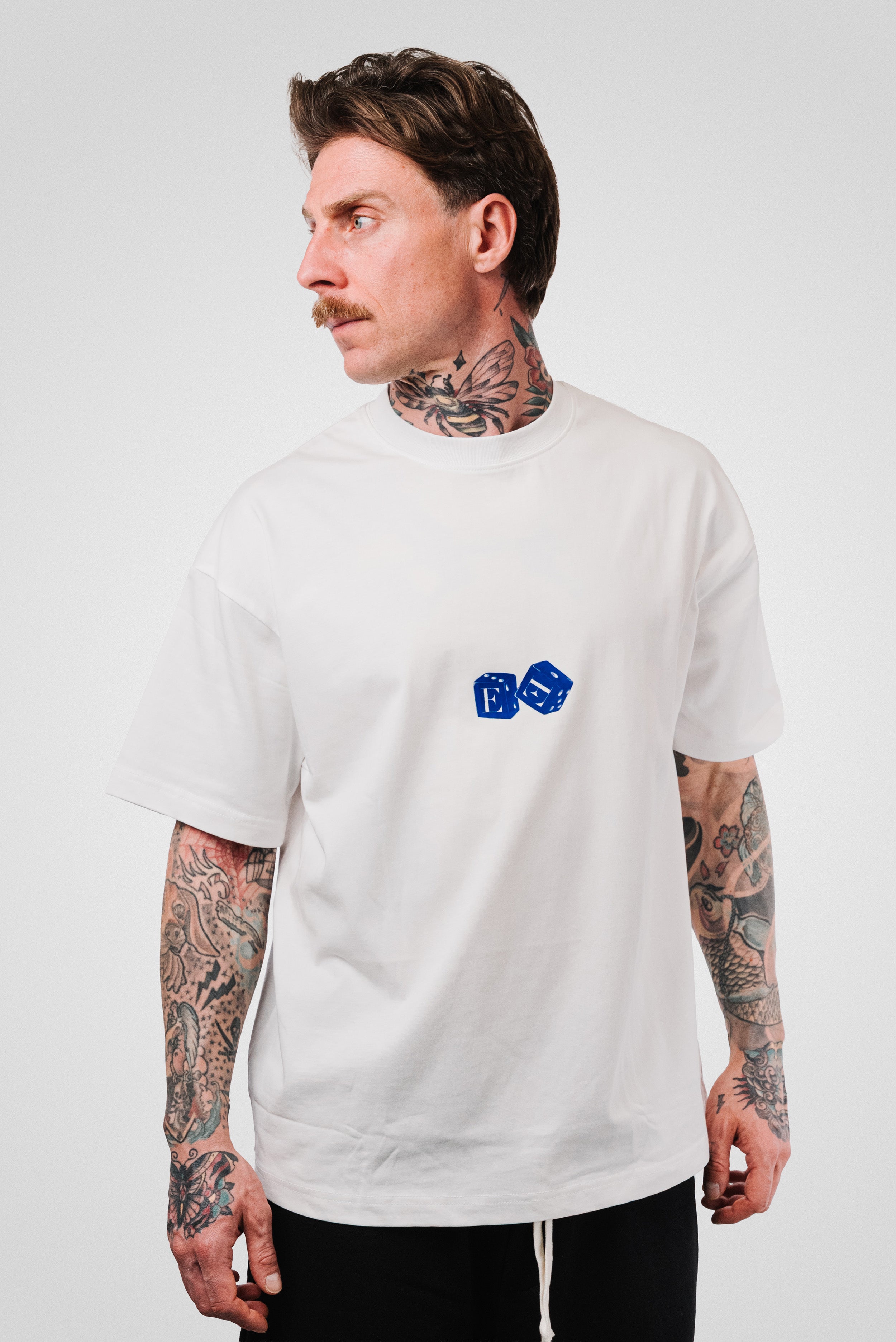 DICE WHITE BOXY TEE- TheDoubleE