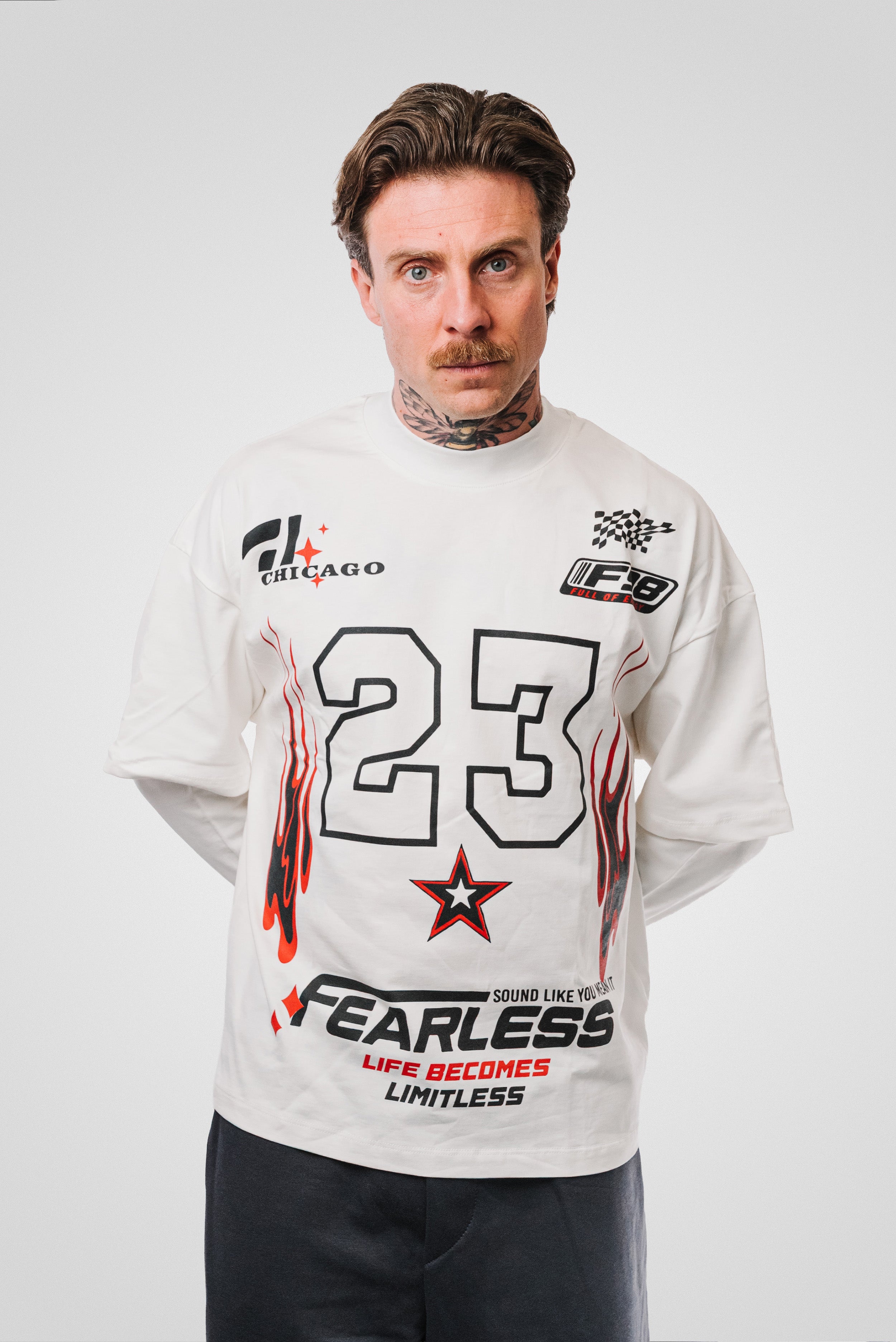 23 FLAME DOUBLE LONGSLEEVE TEE WHITE - Replacement Brand