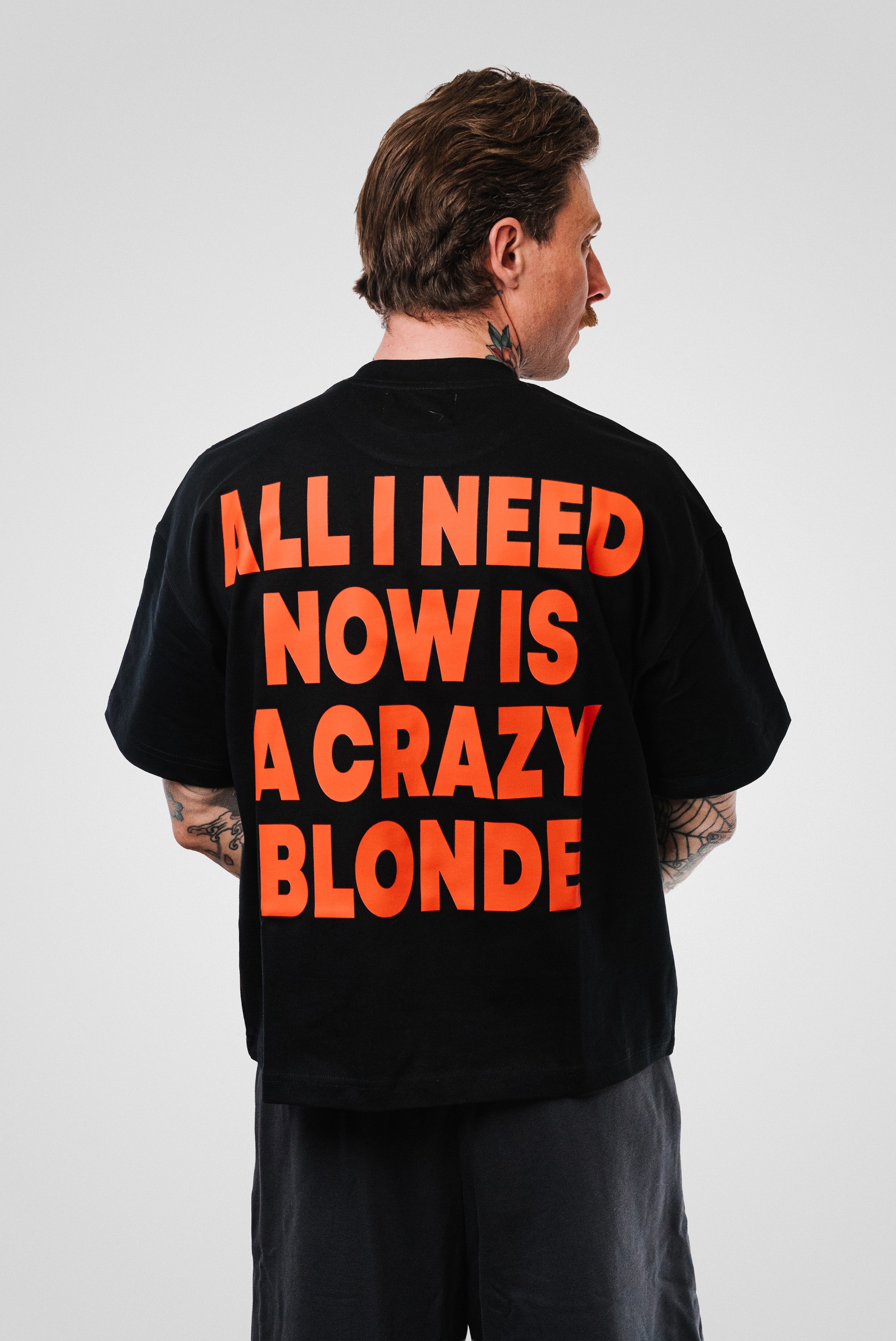 CRAZY BLONDE BOXY TEE BLACK - TheDoubleE