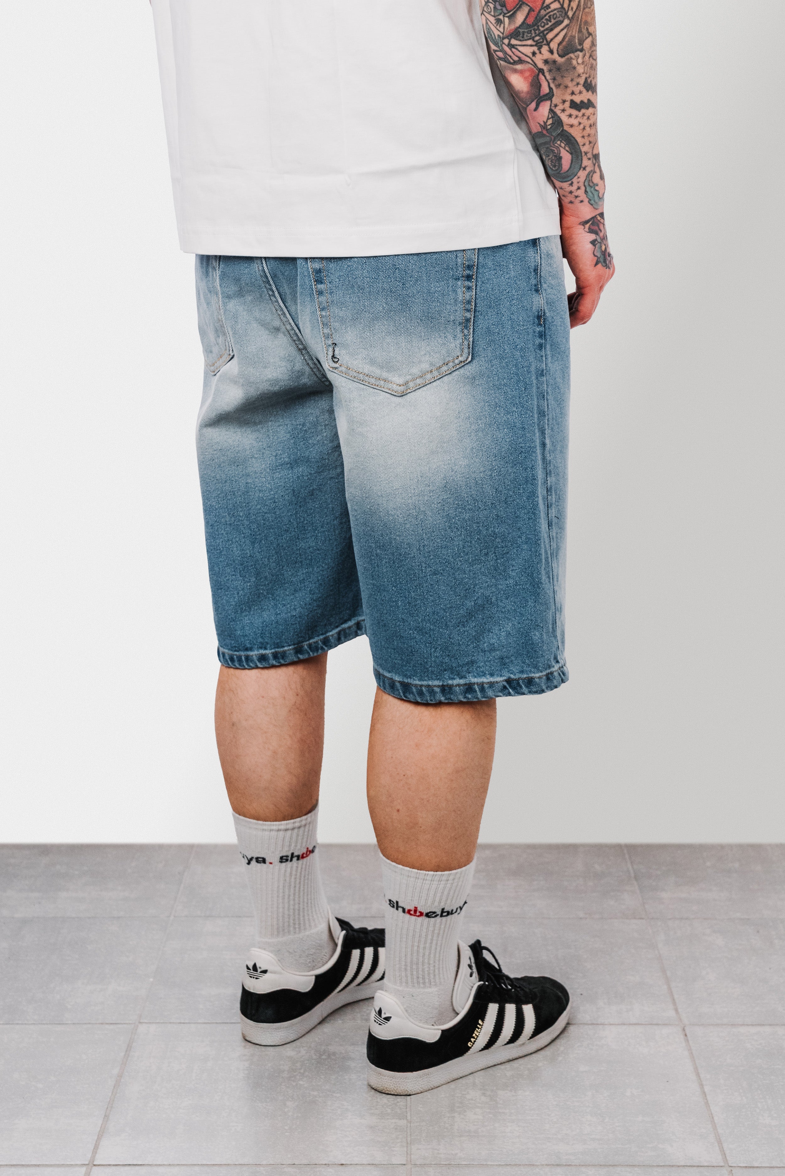 BASIC SLAVED DENIM SHORTS BLUE - Replacement Brand