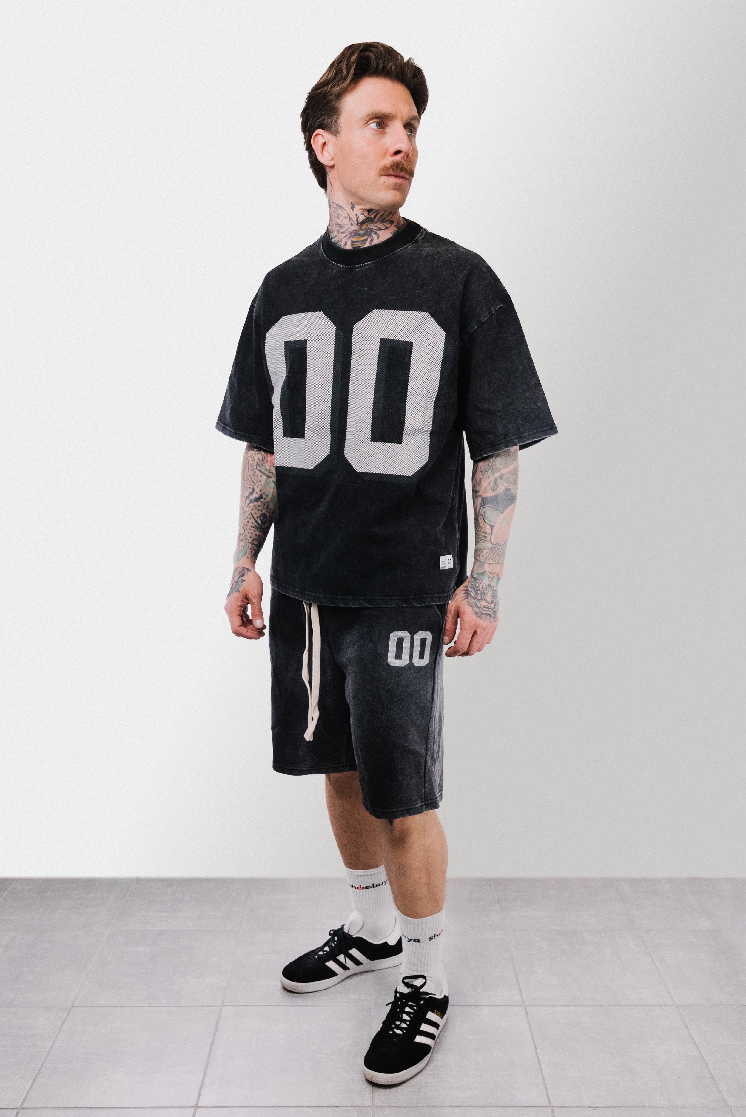 DOUBLE ZERO WASHED GREY SHORT TRACKSUIT - Replacement Brand