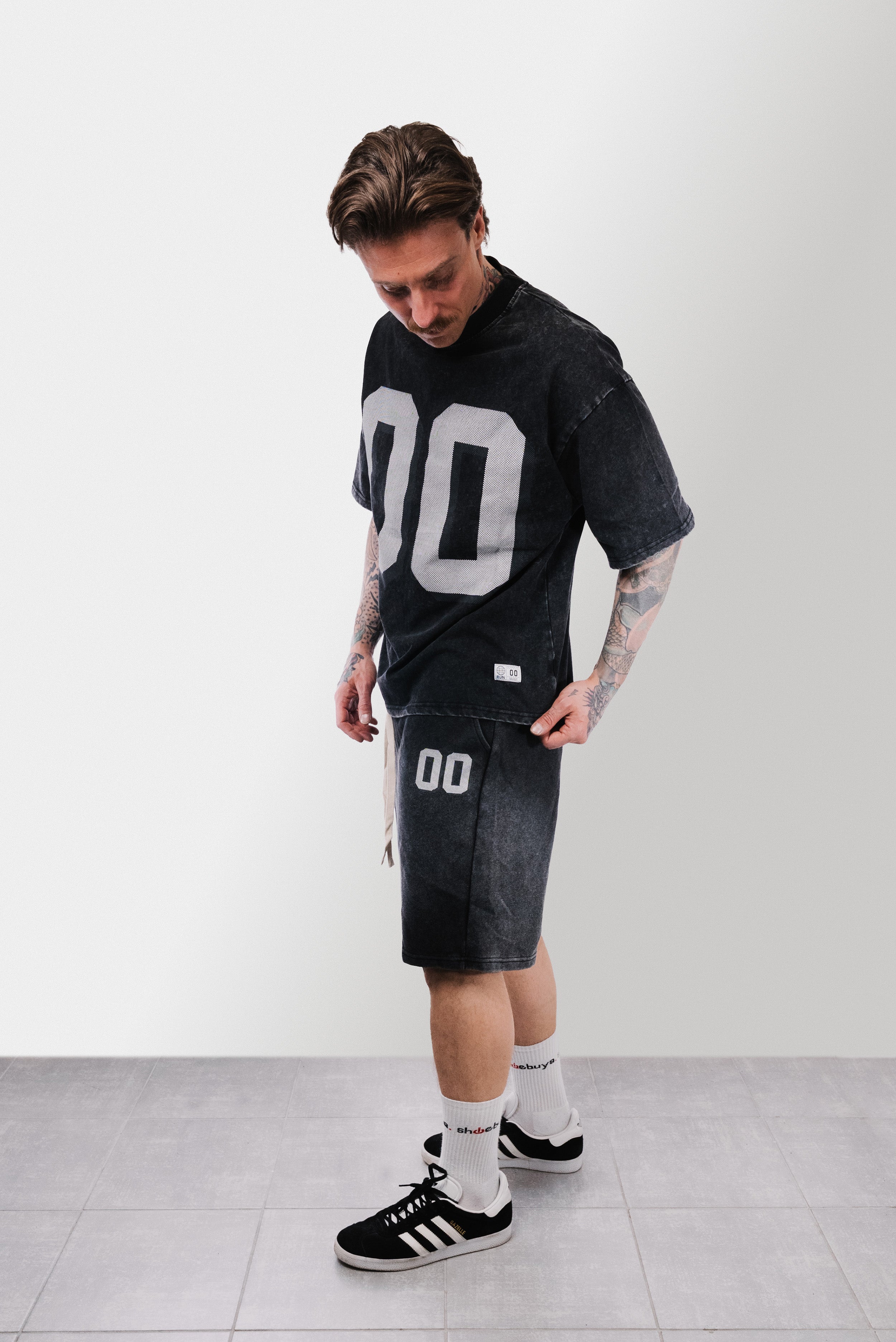 DOUBLE ZERO WASHED GREY SHORT TRACKSUIT - Replacement Brand