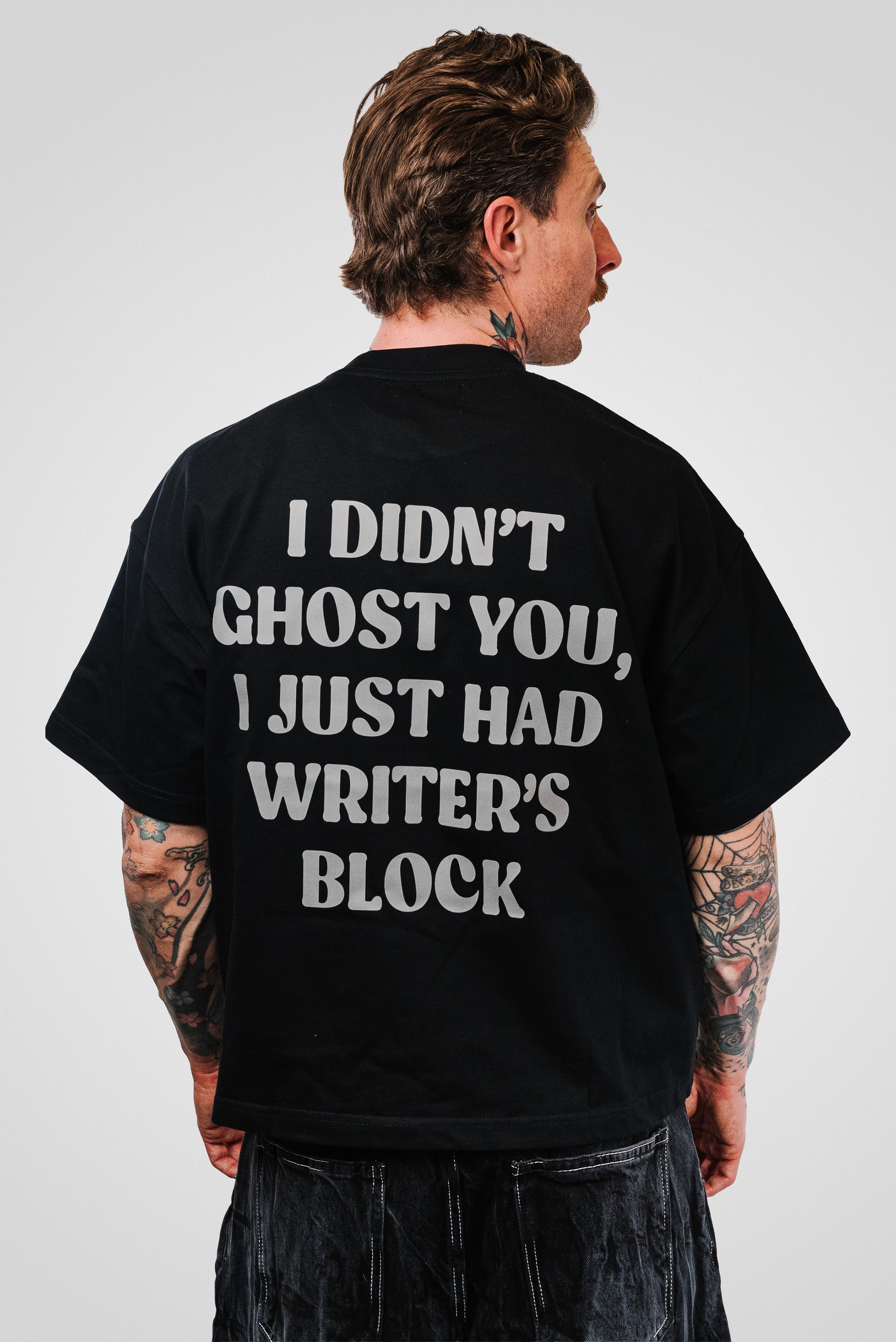 GHOST BOXY TEE BLACK - TheDoubleE