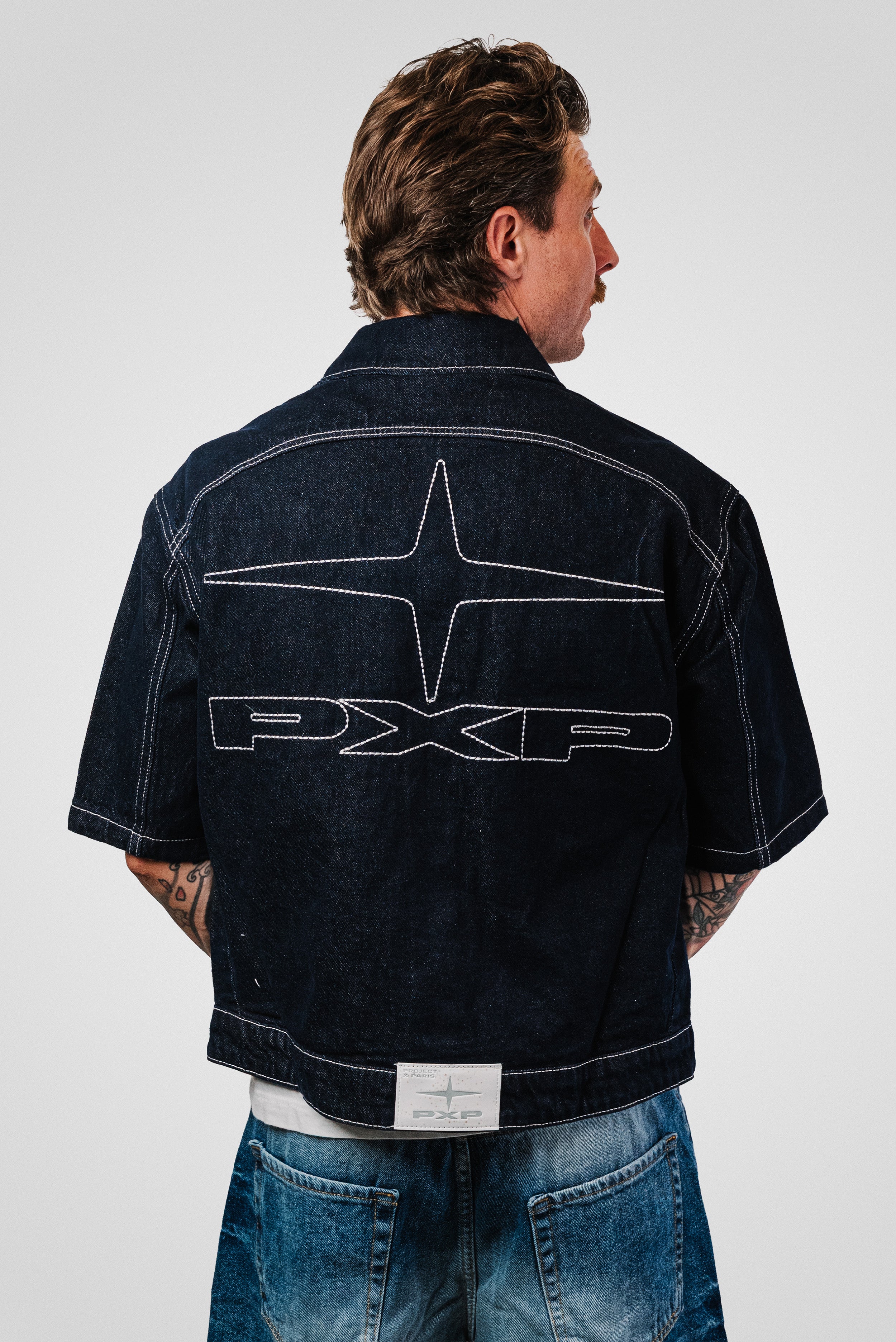 LOGO BACK DENIM BLUE JACKET - PXP Brand