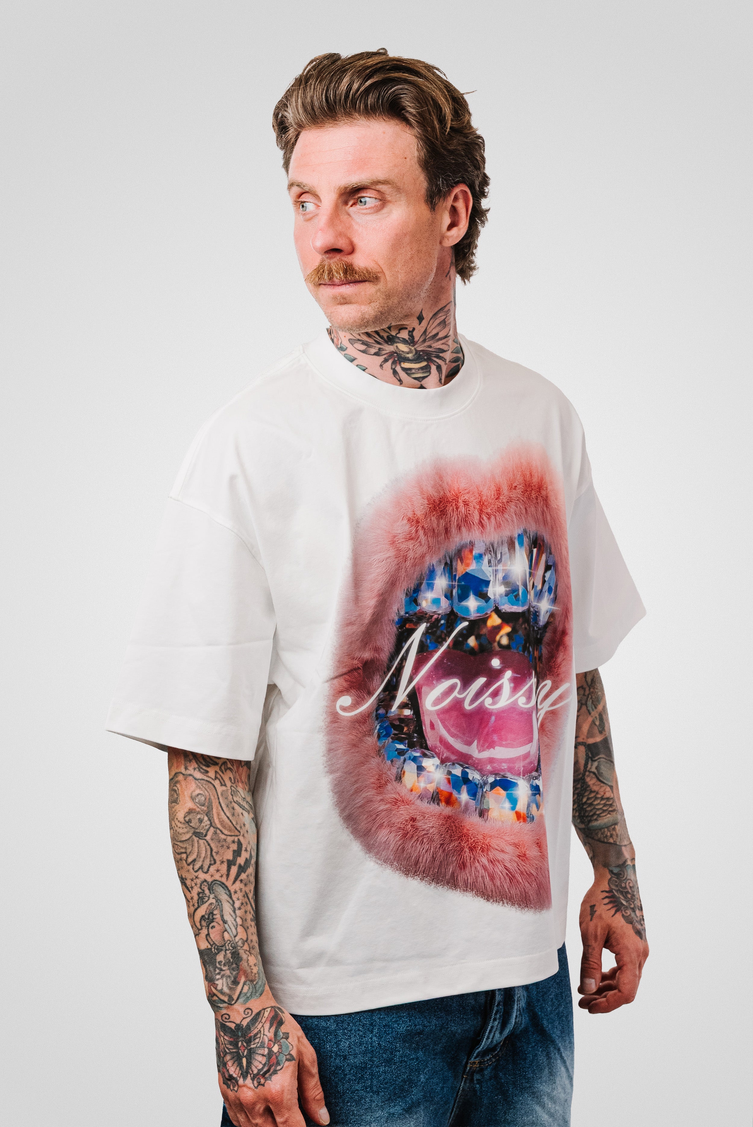 FUR PINK MOUTH WHITE TEE - Noissey Brand