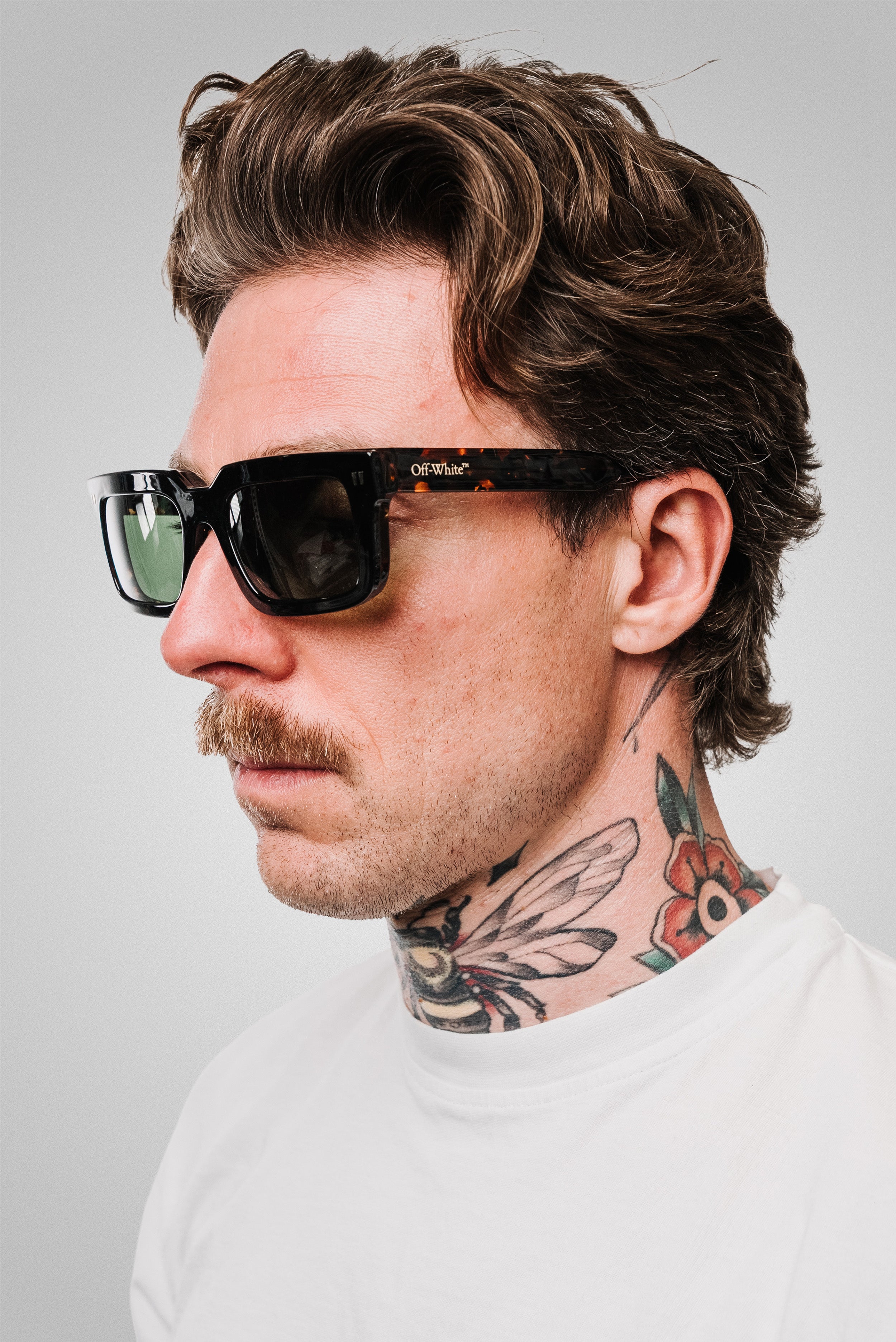 OFF WHITE SUNGLASSES CLIP ON TARTARUGA