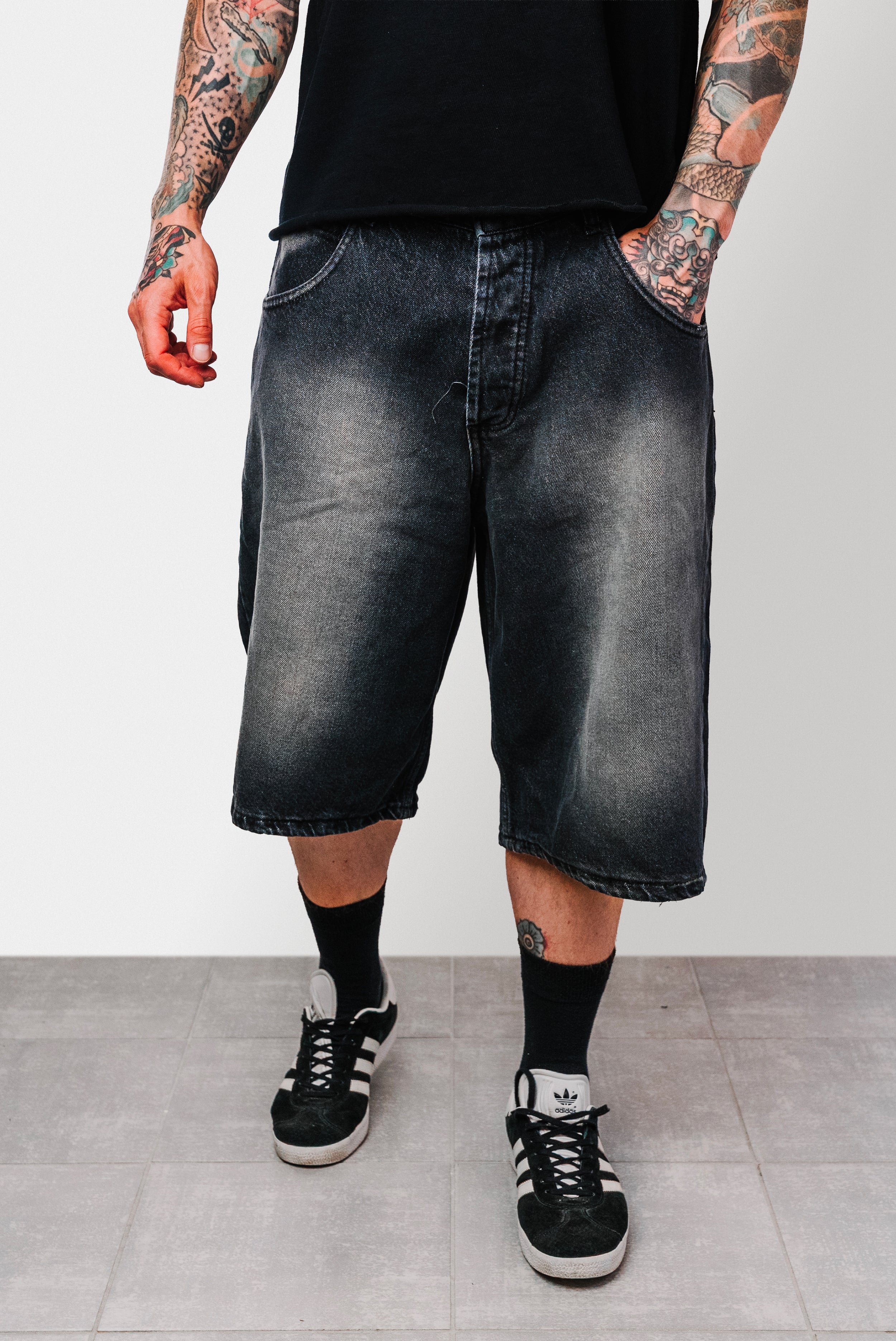 LUKE DENIM BLACK SHORTS - Replacement Brand