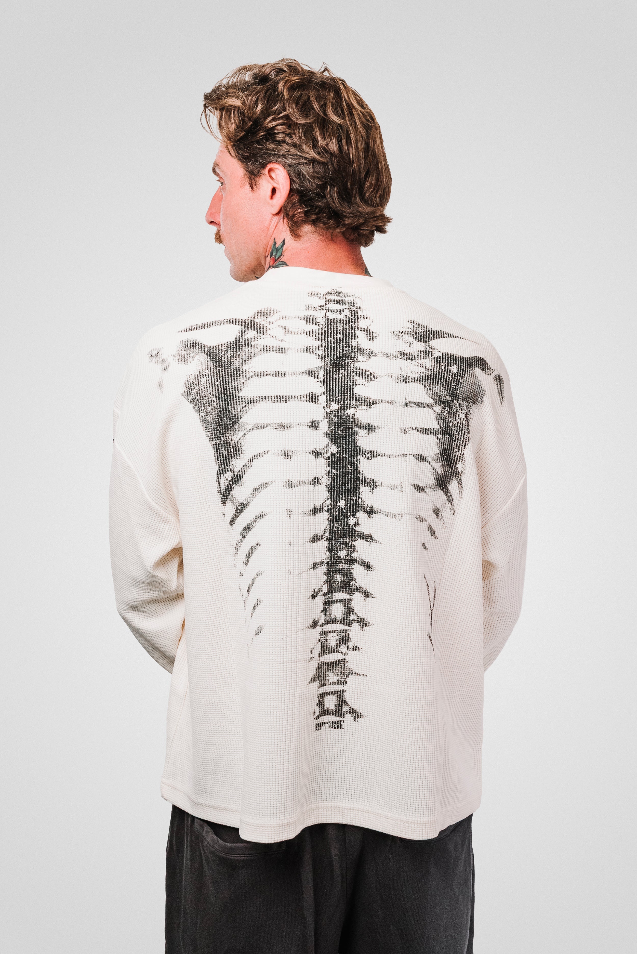 SKELETON WAFFLE LONGSLEEVE CREAM - Shoebuya Design