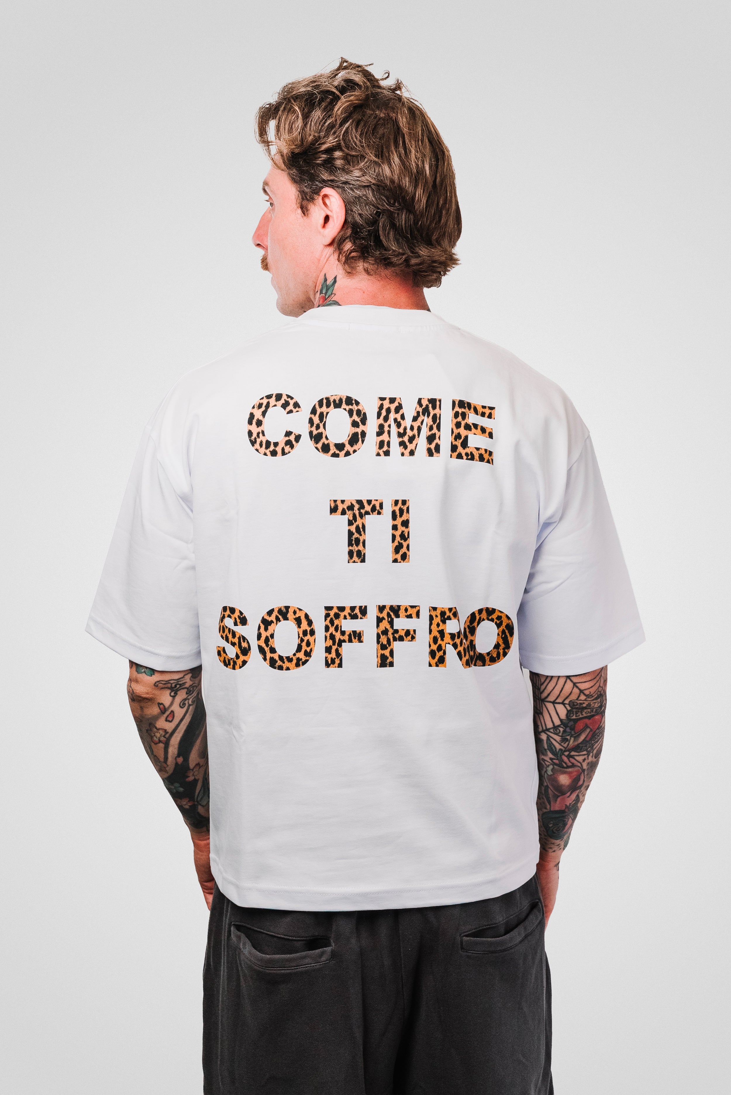 COME TI SOFFRO LEOPARD TEE WHITE - Replacement Brand