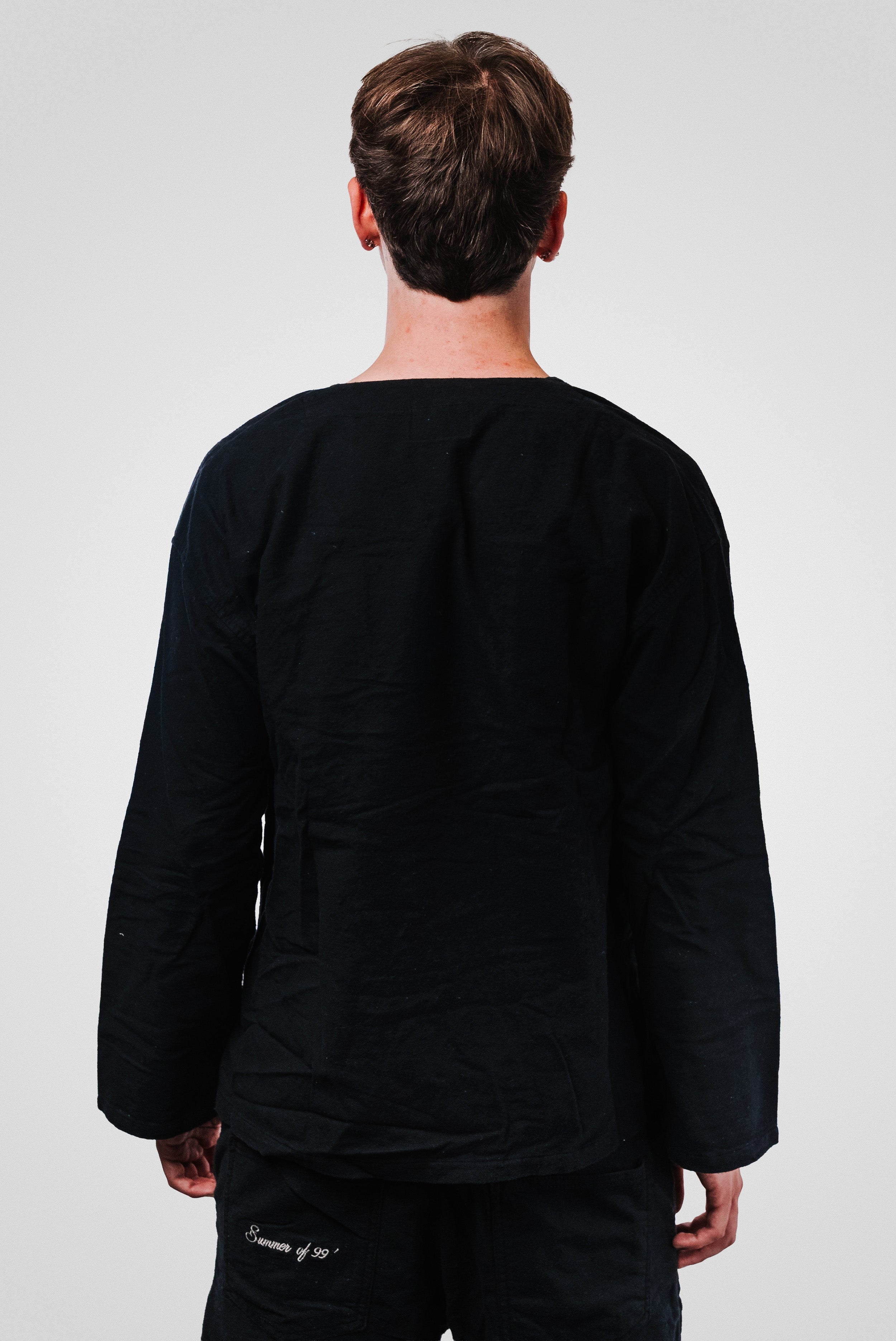 LINEN BASIC BLACK LONGSLEEVE - ALESSIO GIFFI