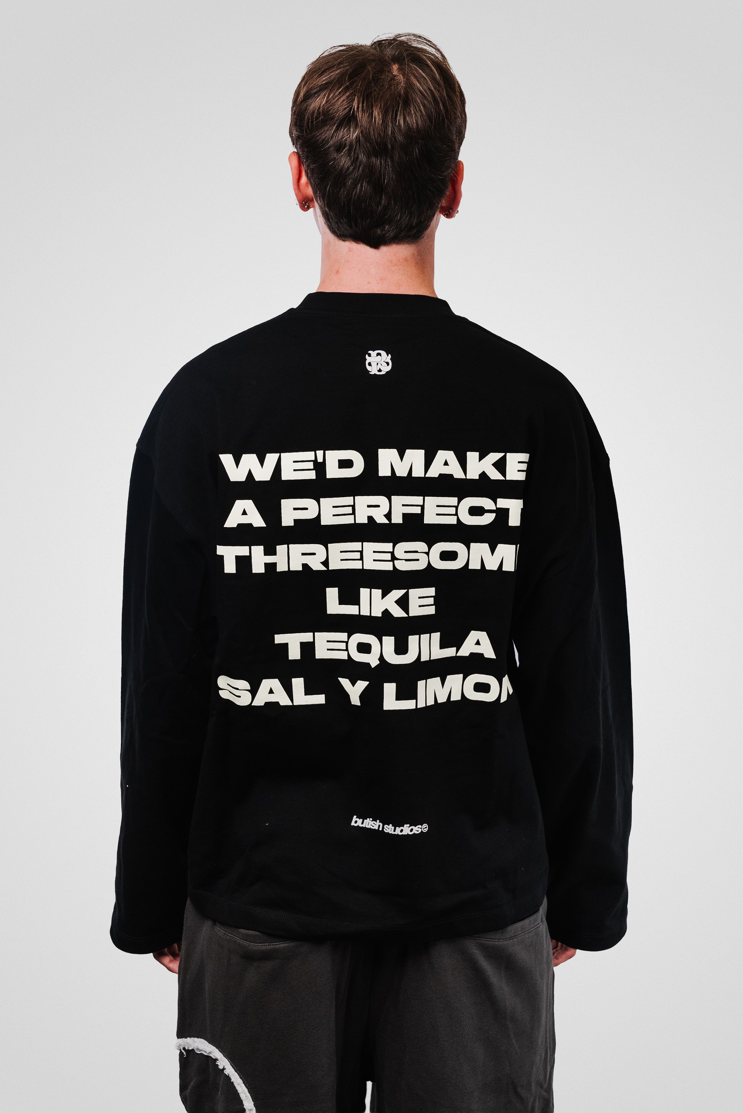 THREESOME LONGSLEEVE BLACK TEE - Butish Brand