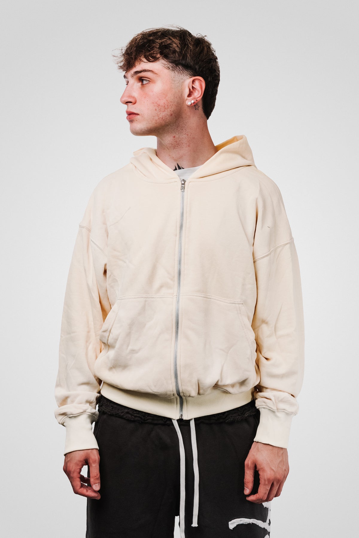 WASHED YELLOW BASIC ZIP HOODIE - ALESSIO GIFFI