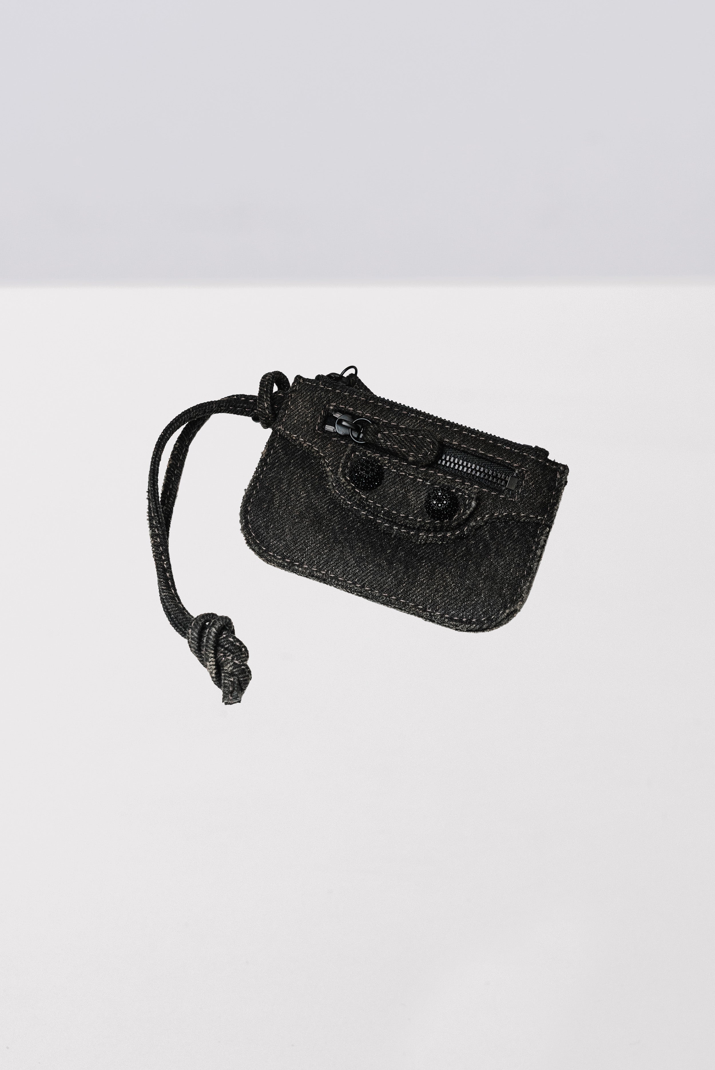 BALENCIAGA LECAGOLE CARDHOLDER DENIM CRYSTAL BLACK