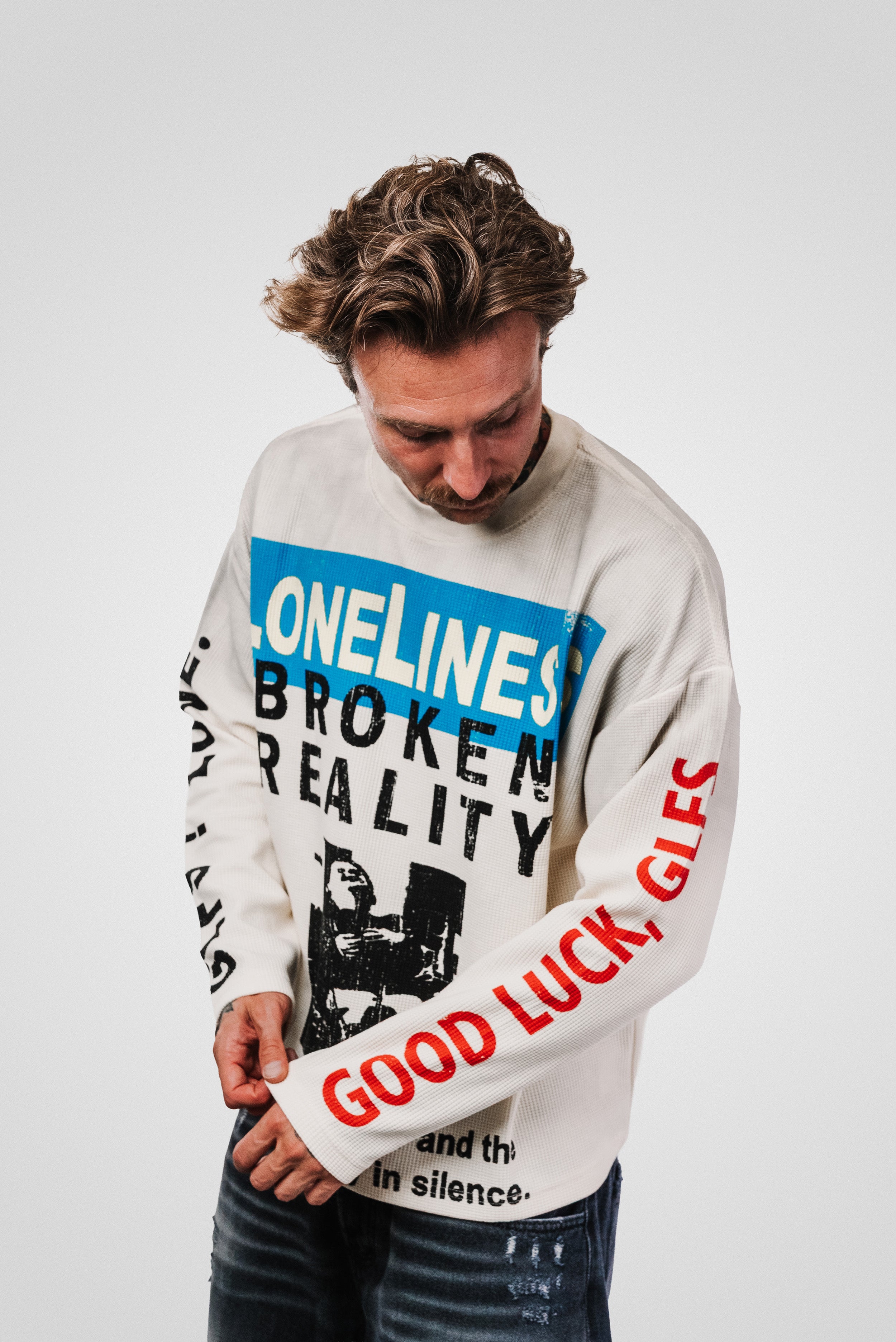 LONGLINES WAFFLE LONGSLEEVE CREAM - Shoebuya Design