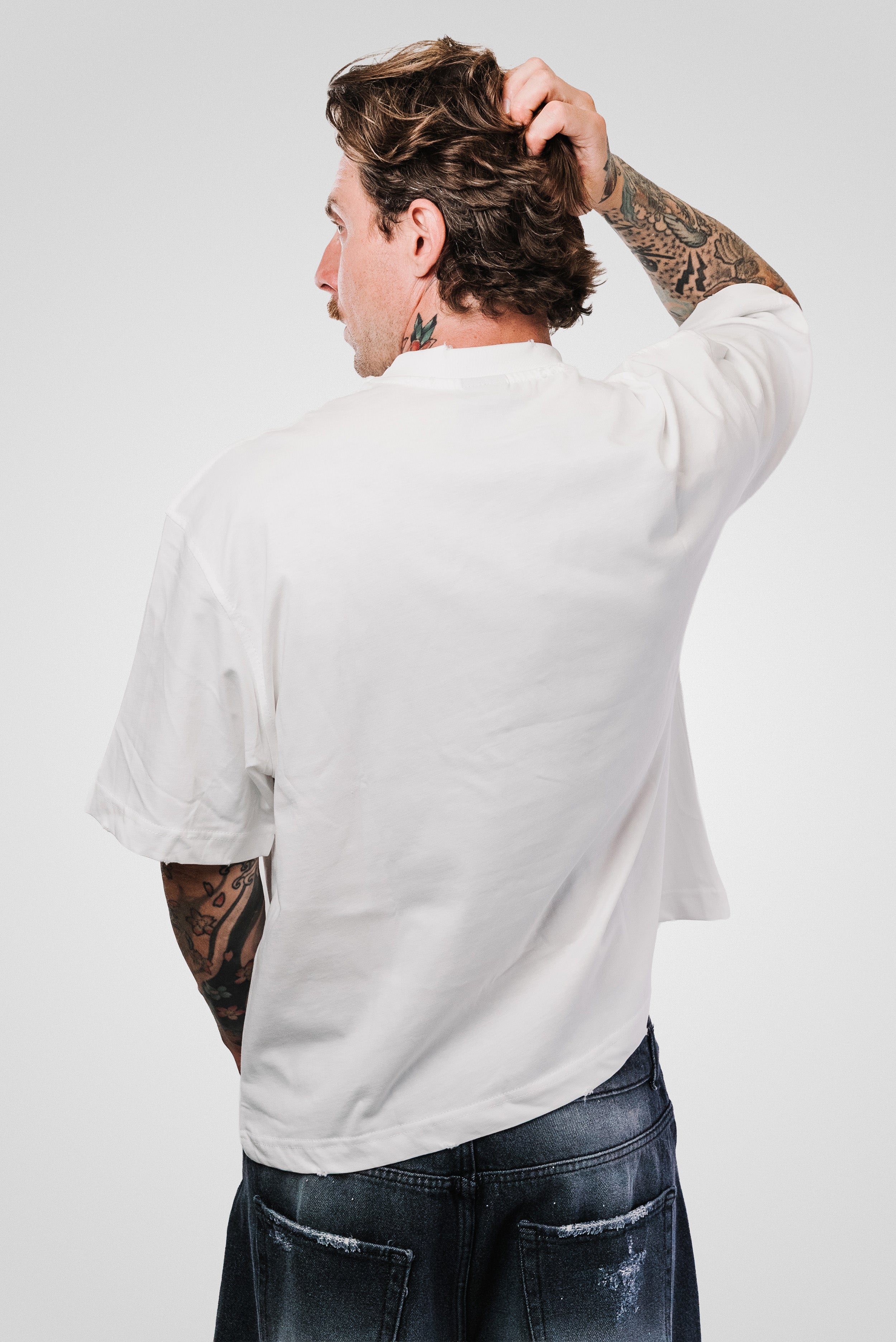 RED LOGO WHITE BOXY TEE - OVR Brand