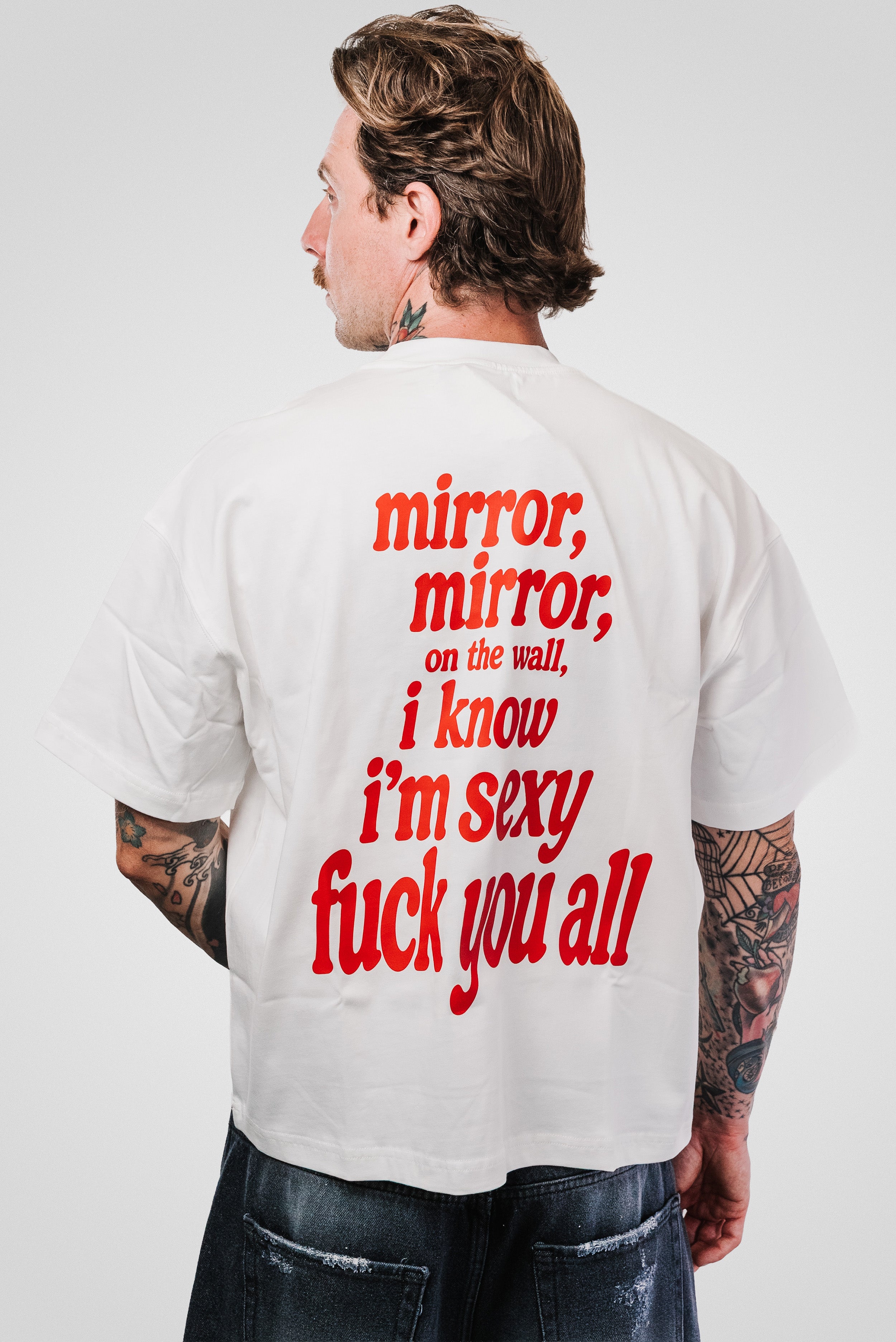 MIRROR WHITE BOXY TEE - TheDoubleE