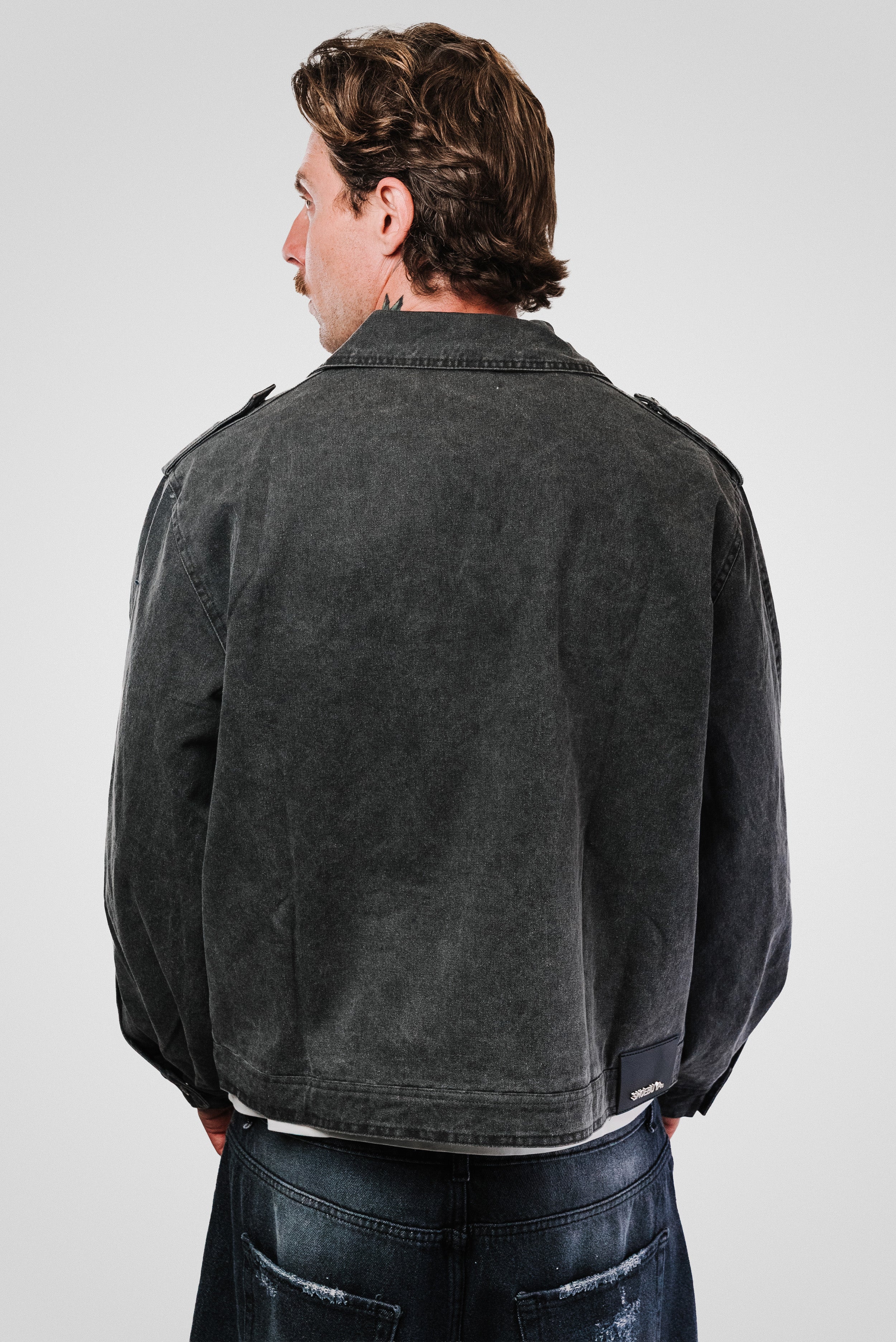 CROSS EMBROIDERED GREY JACKET - Shoebuya Design