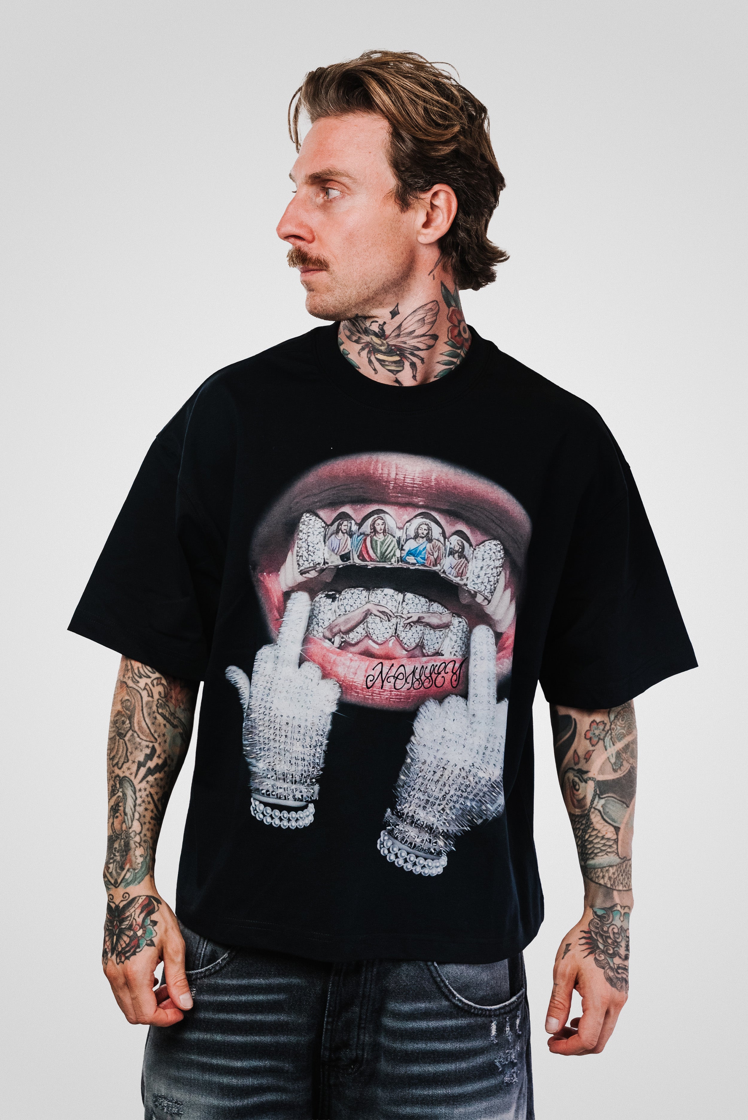 MOUTH PURPLE LAST DINNER BLACK BOXY TEE - Noissey Brand