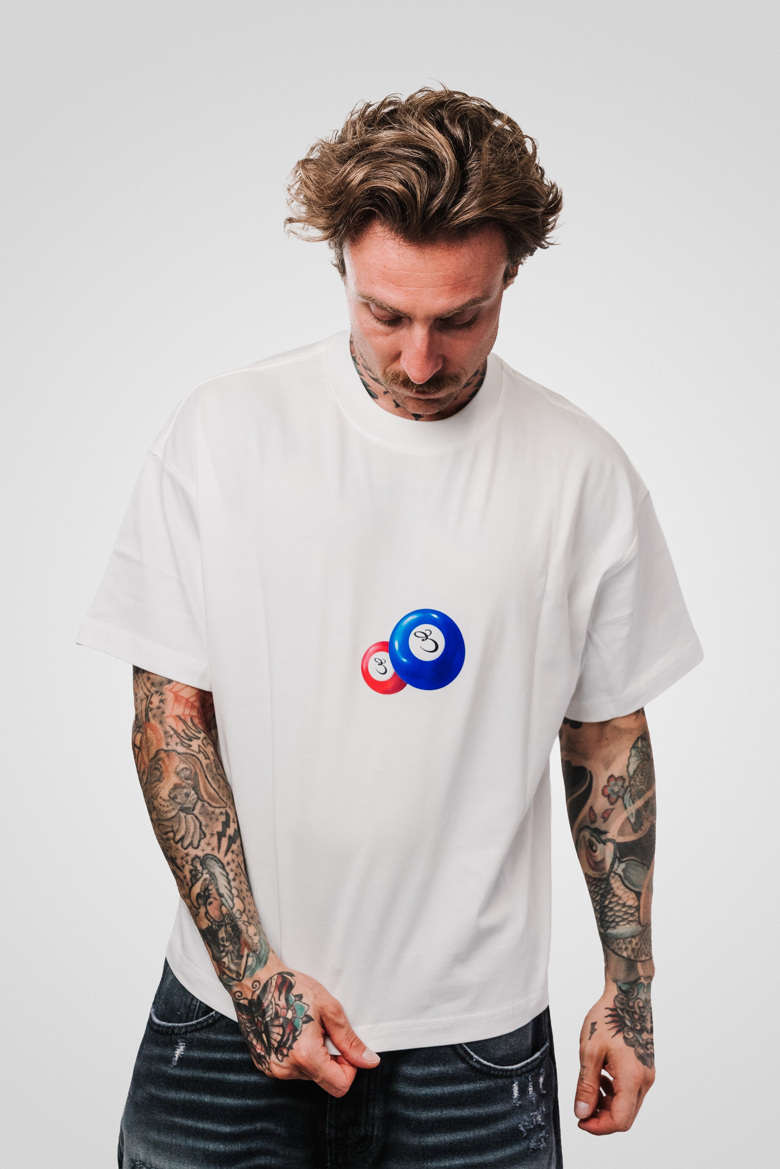 BILLIARDS WHITE BOXY TEE - TheDoubleE