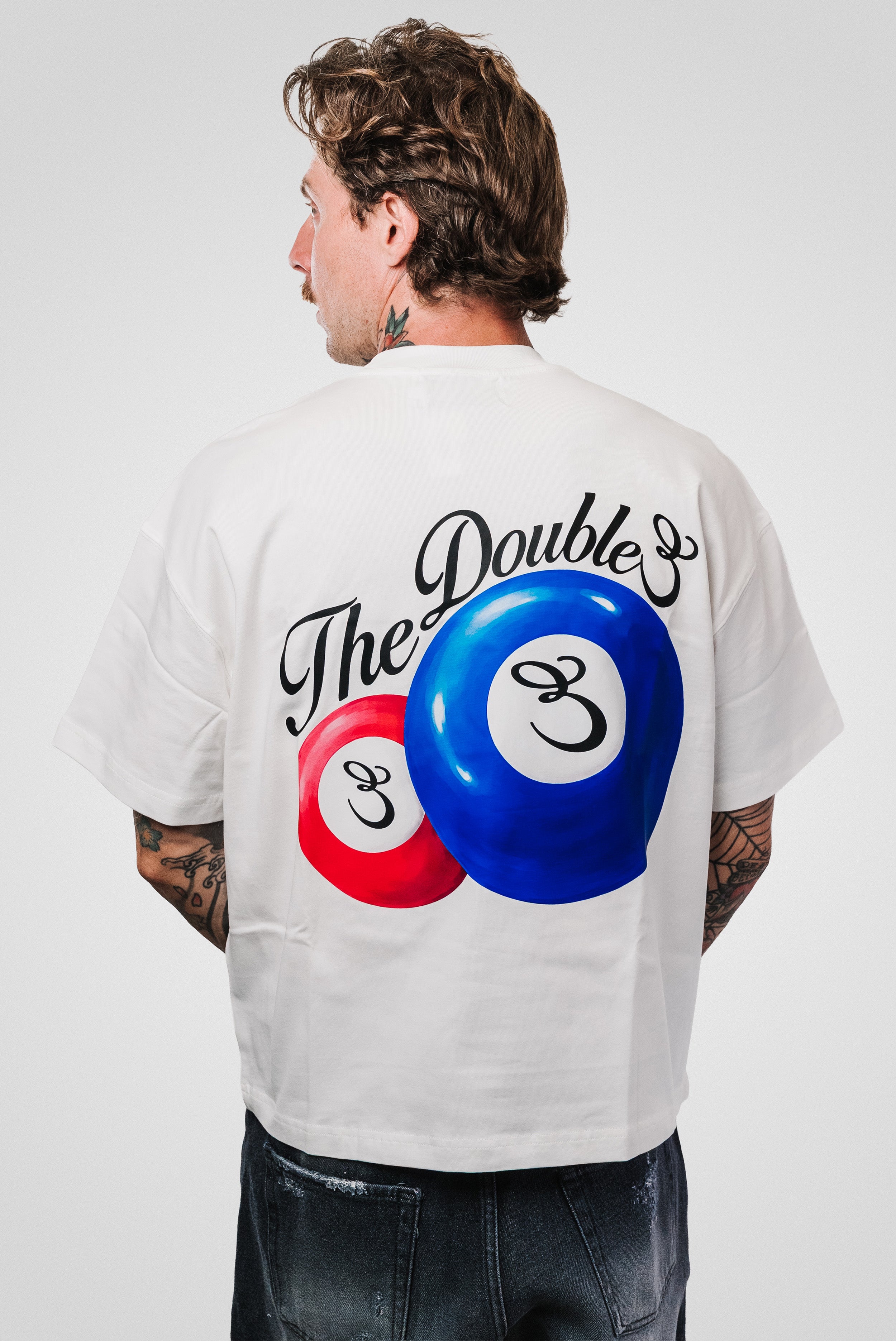BILLIARDS WHITE BOXY TEE - TheDoubleE