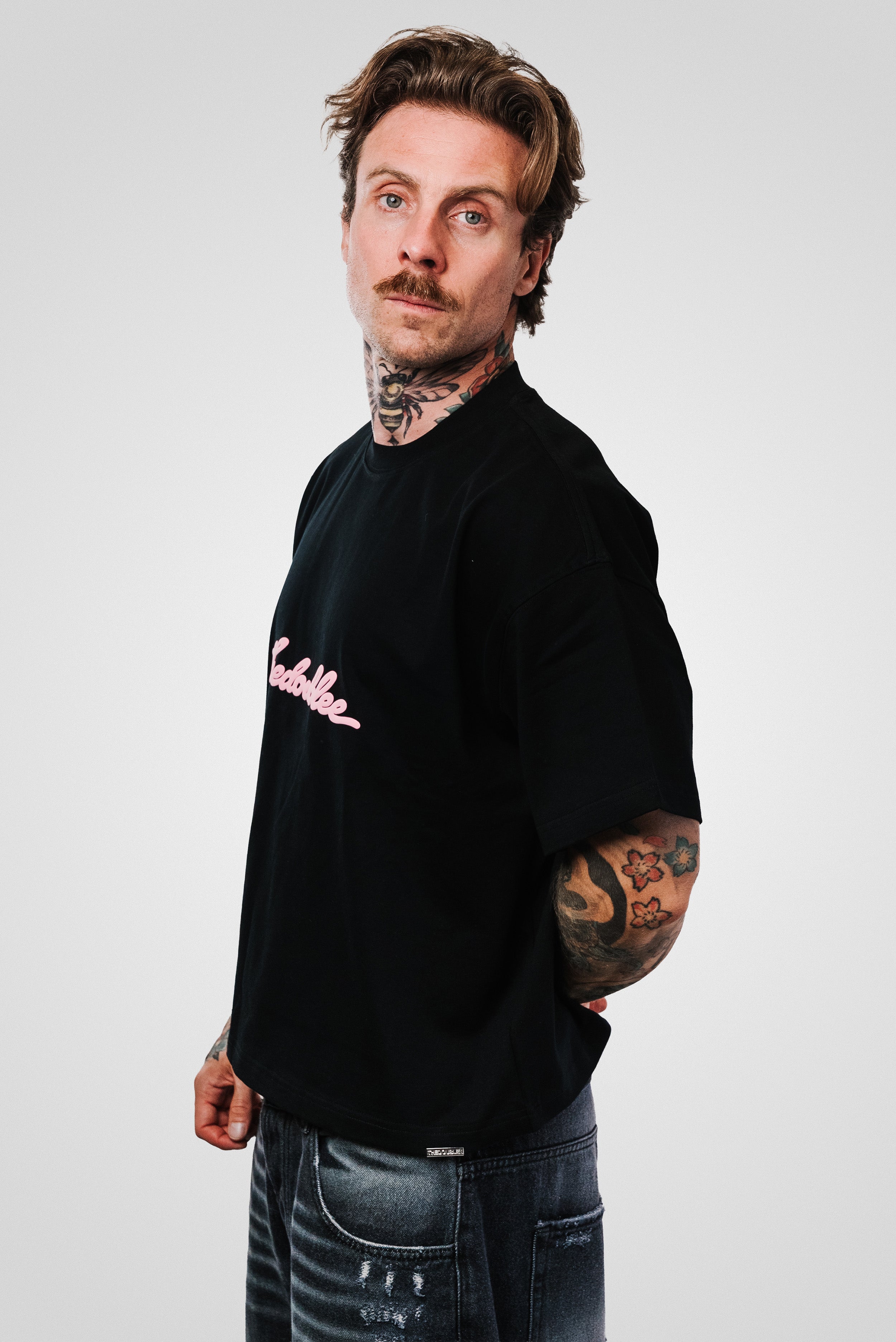 BUBBLE PINK BLACK BOXY TEE - TheDoubleE