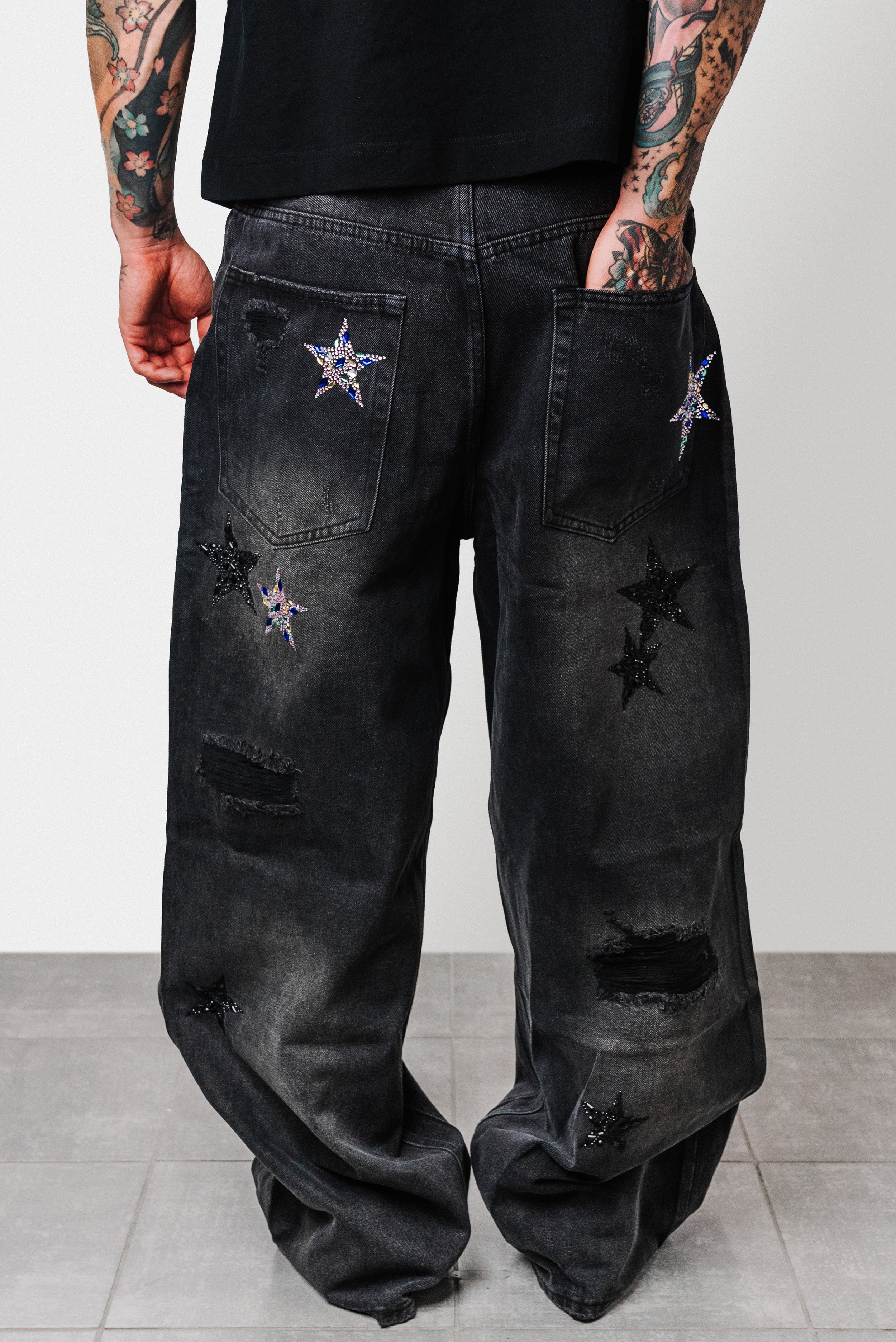 SUPERNOVA BLACK DENIM JEANS - Shoebuya Design
