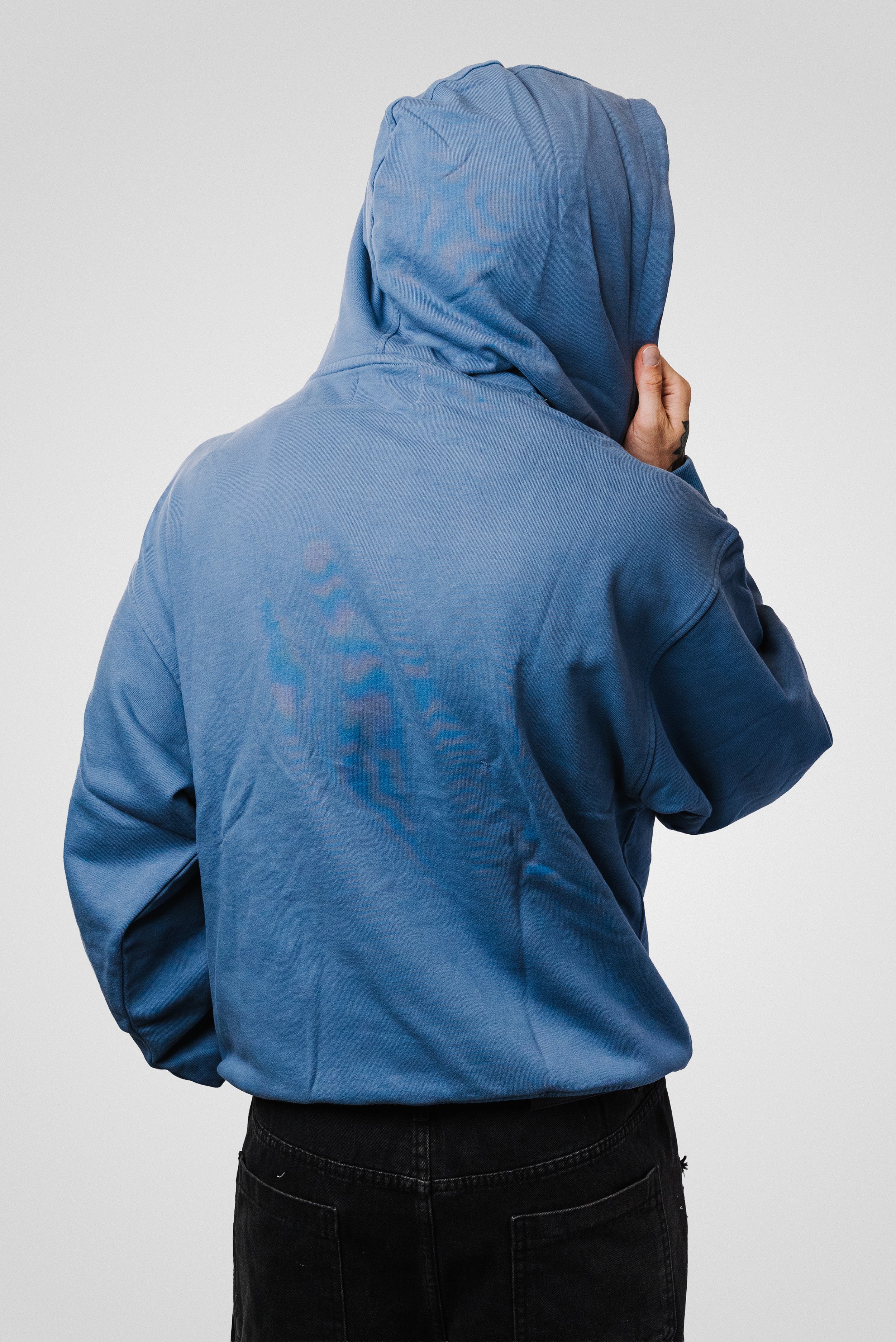 PATCHES LOGO ON TONE LIGHT BLUE HOODIE - TheDoubleE