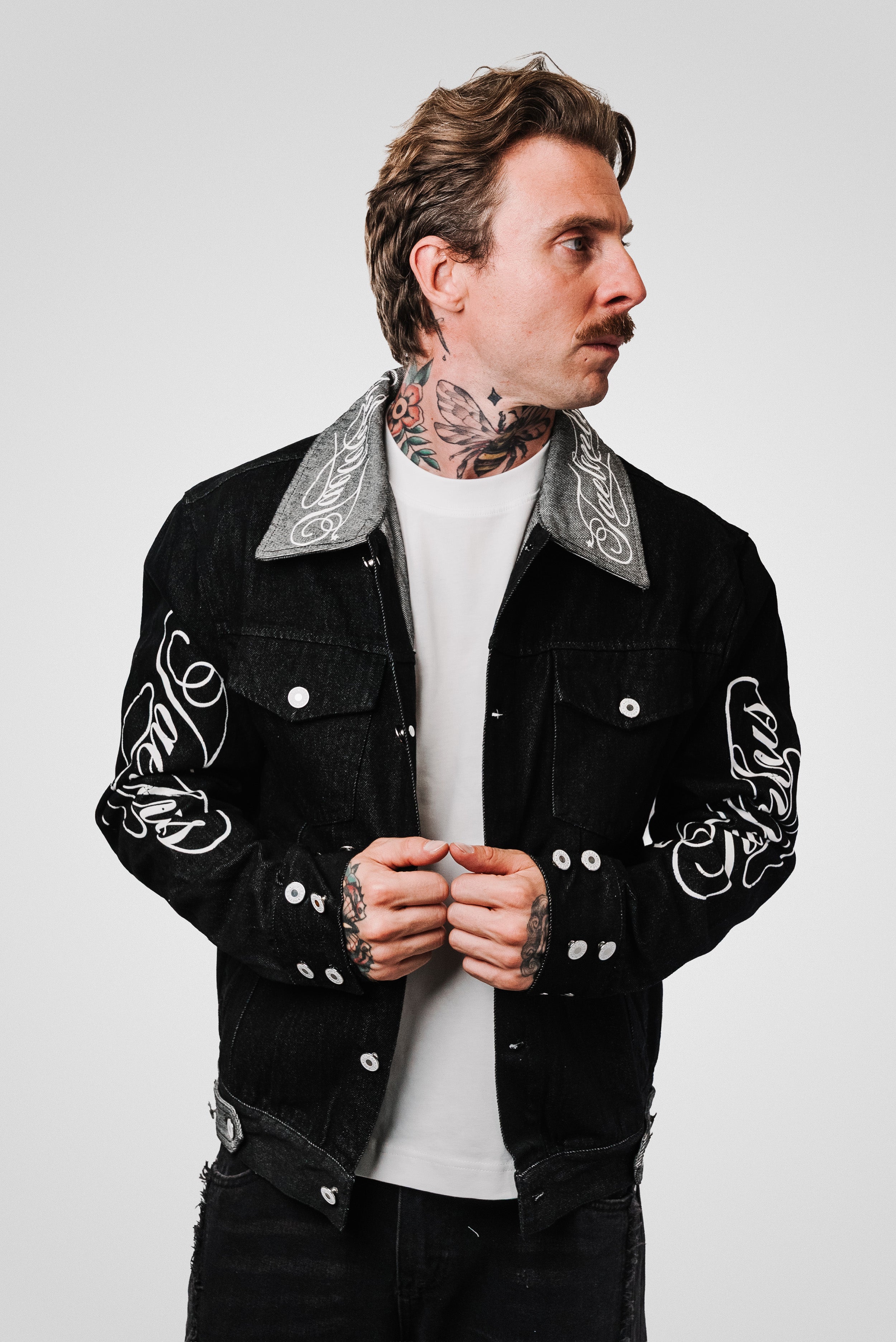SCHOOL RAW BLACK DENIM JACKET - Shoebuya Design