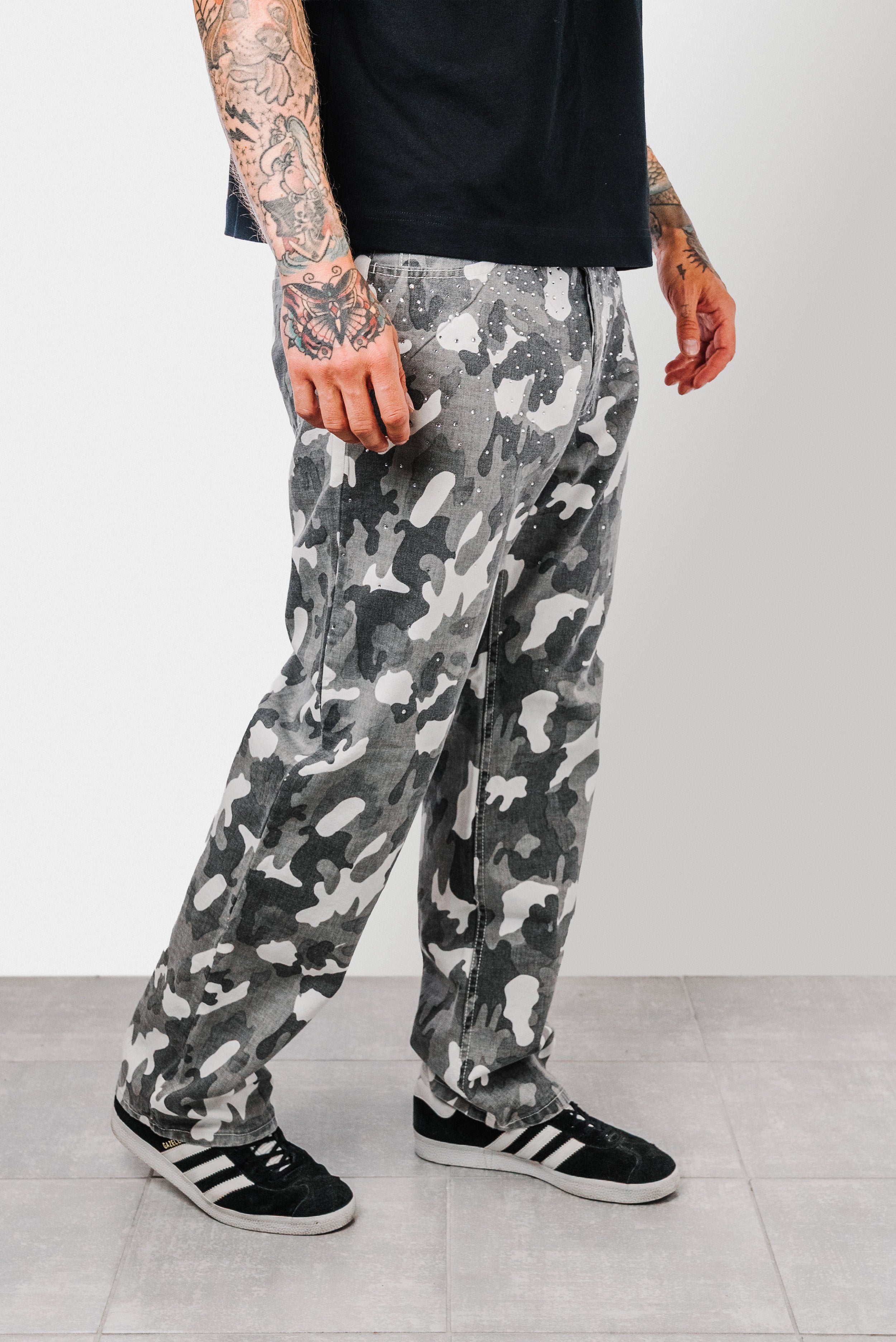 CAMO GREY GLITTER JEANS - Replacement Brand