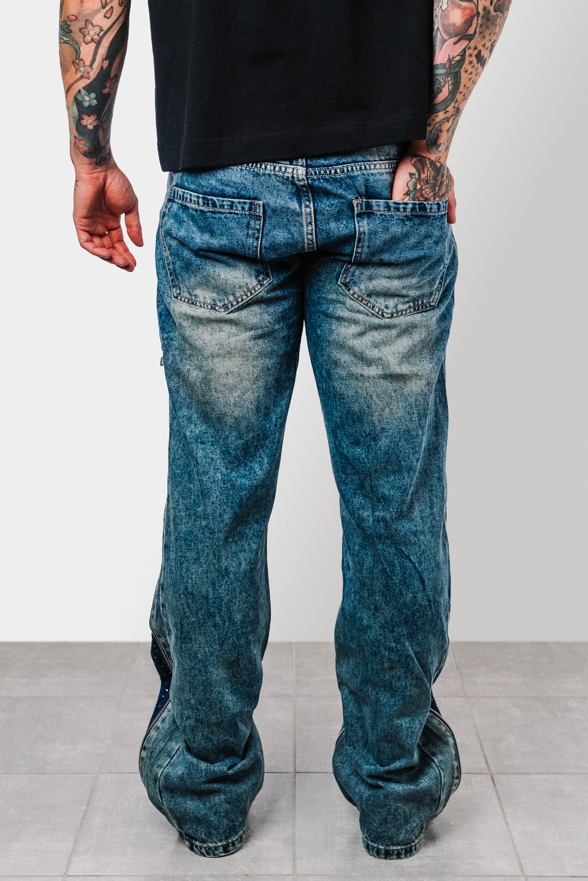 FULL ZIP GLITTER DENIM BLUE JEANS - Replacement Brand