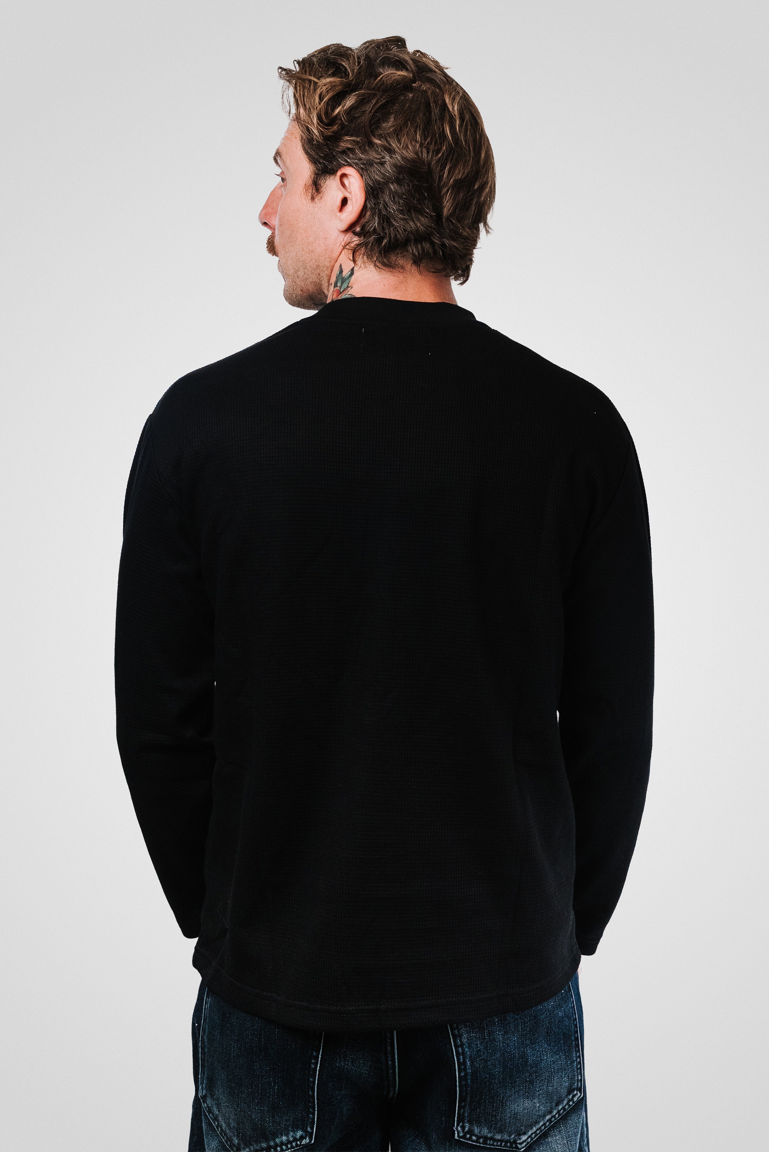 FOCUS WAFFFLE BLACK LONGSLEEVE - Shoebuya Design