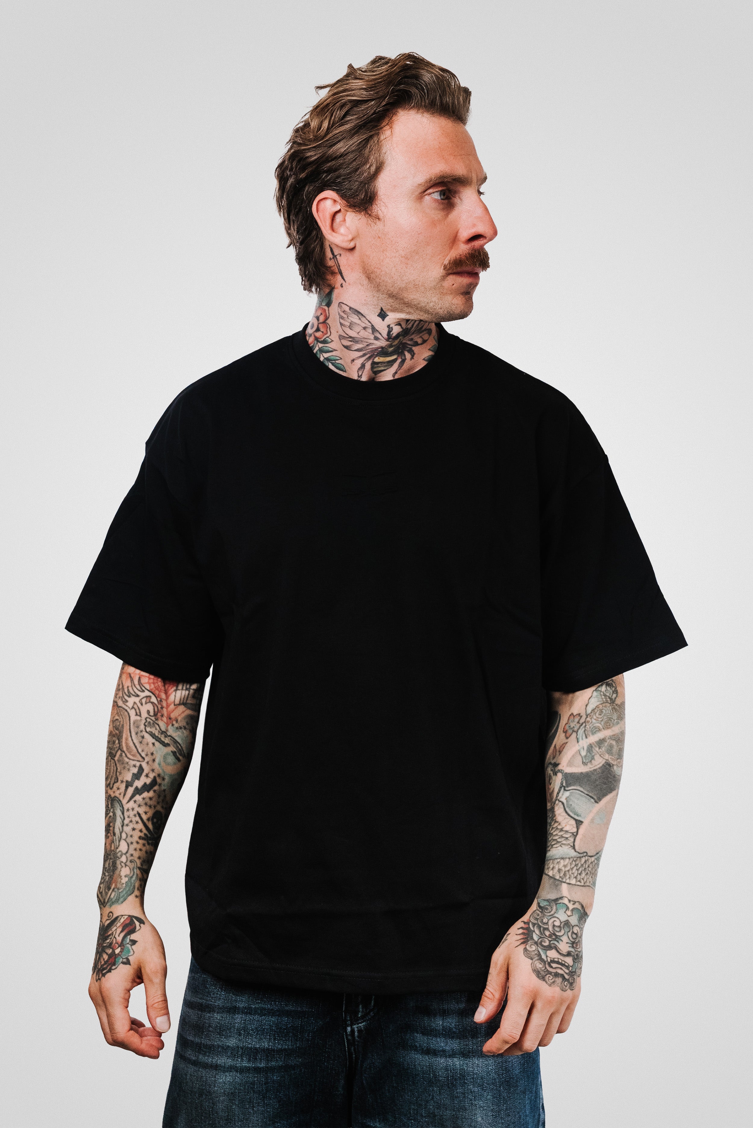 EMBOSSED LOGO BLACK TEE - PXP Brand