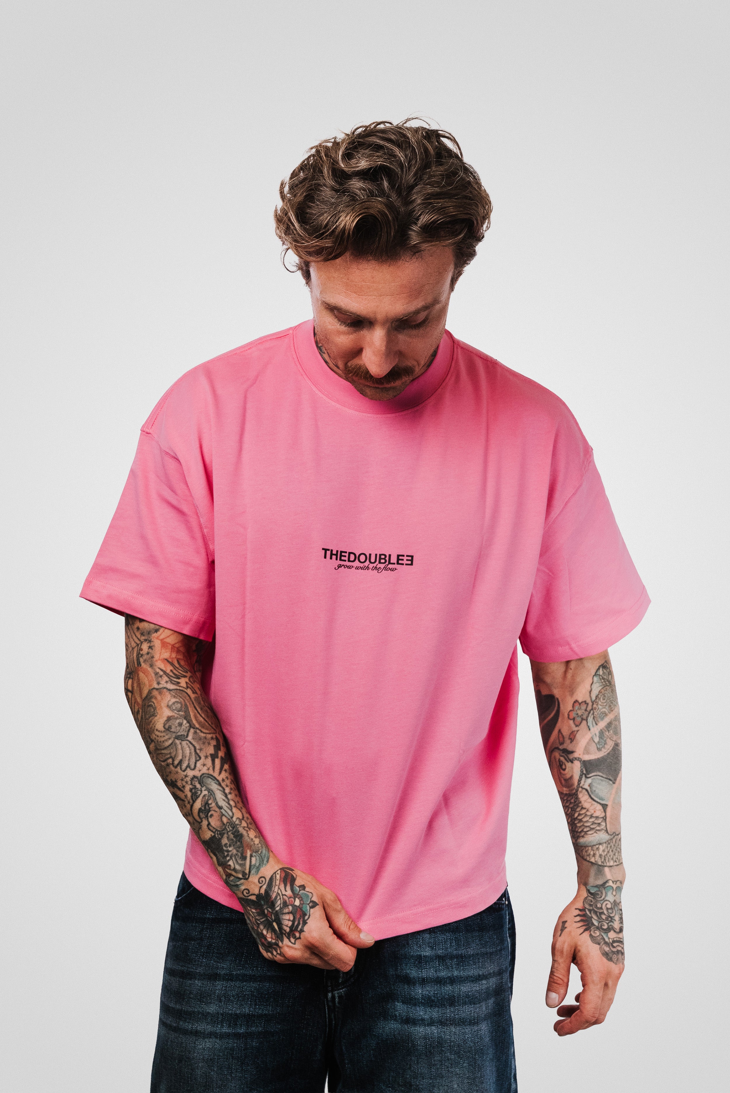 AURA PINK BOXY TEE- TheDoubleE