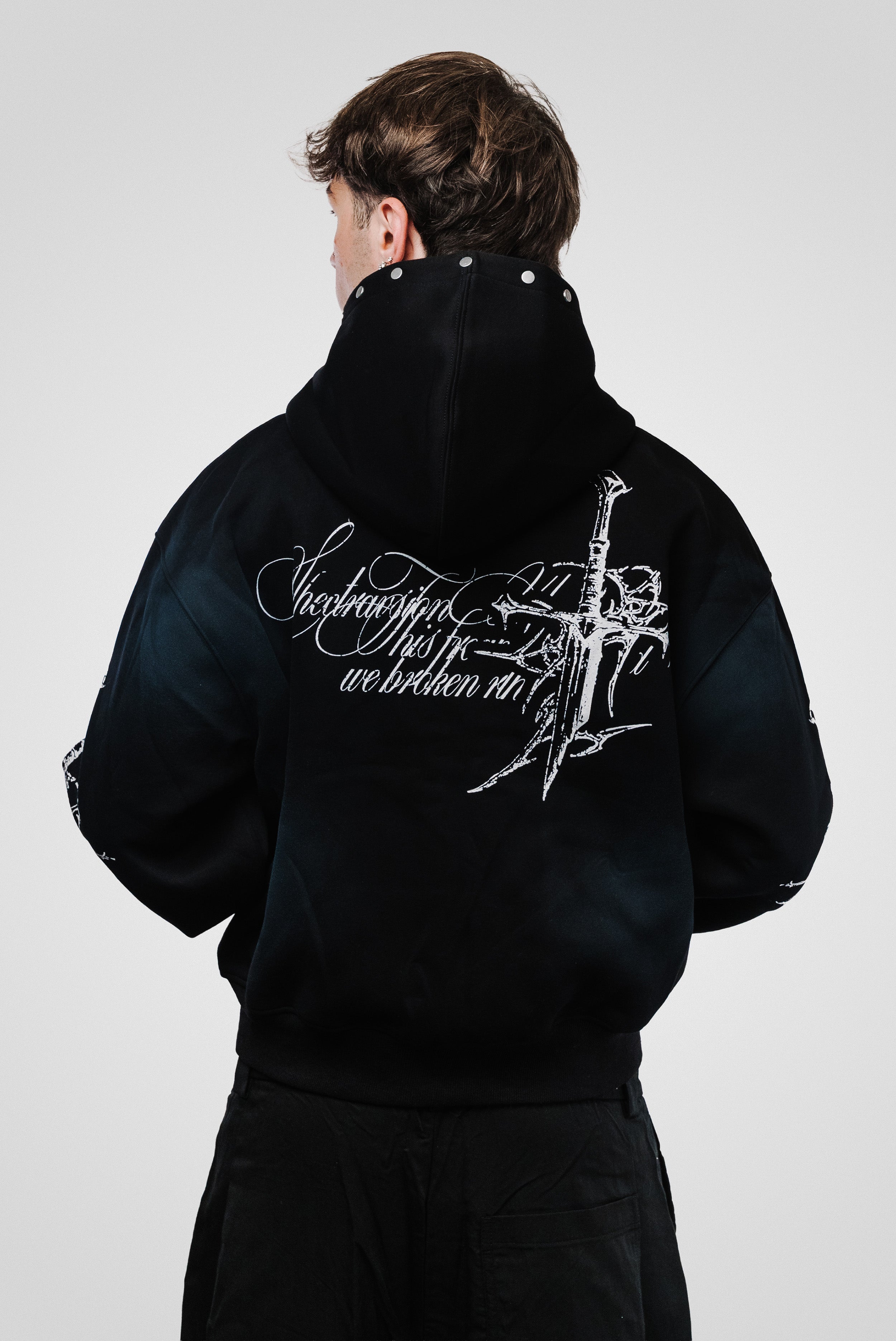 MAYBE GOTHIC WASHED BLACK HOODIE - Shoebuya Design