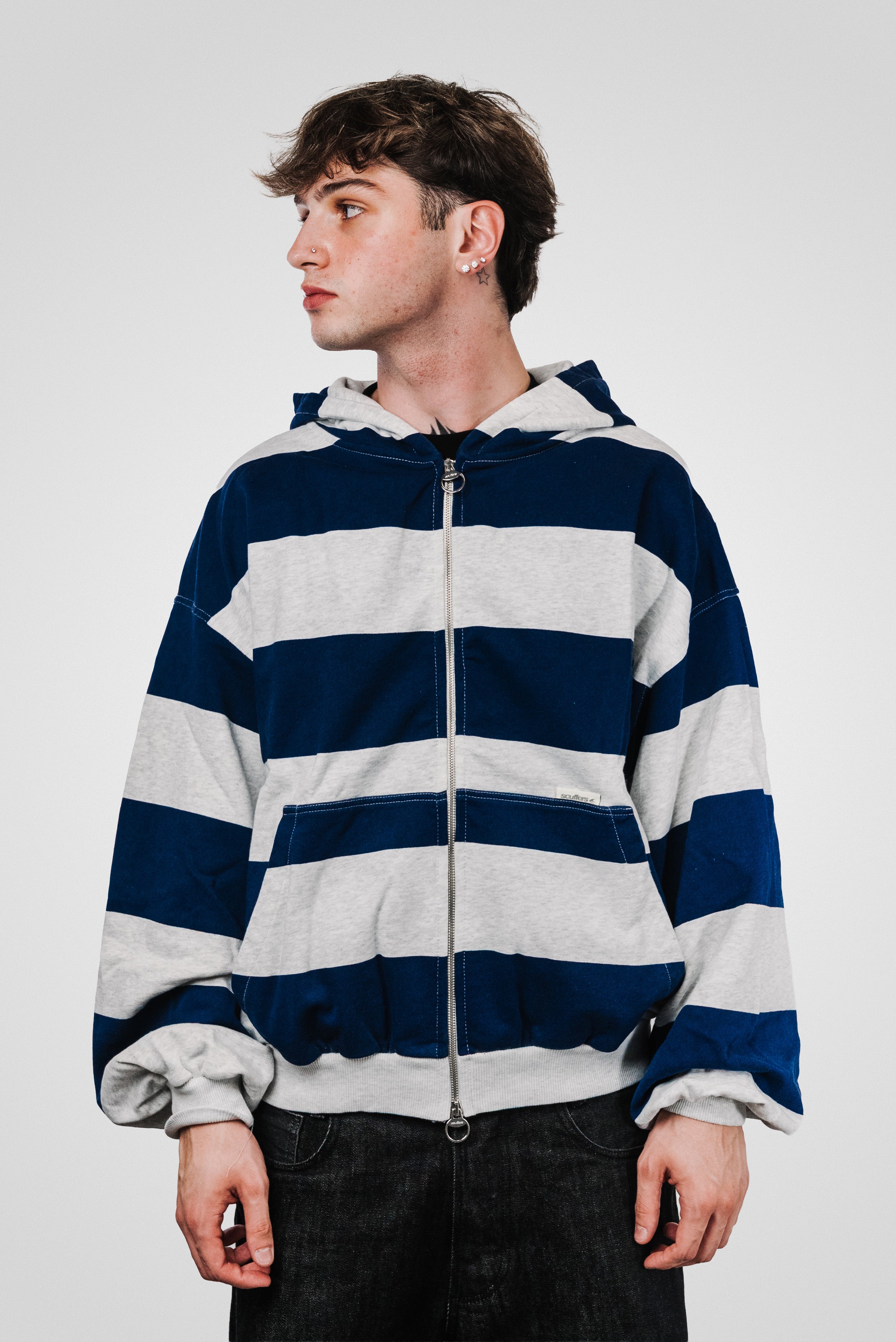CLUB NAVY ZIPPER HOODIE - SCUFFERS