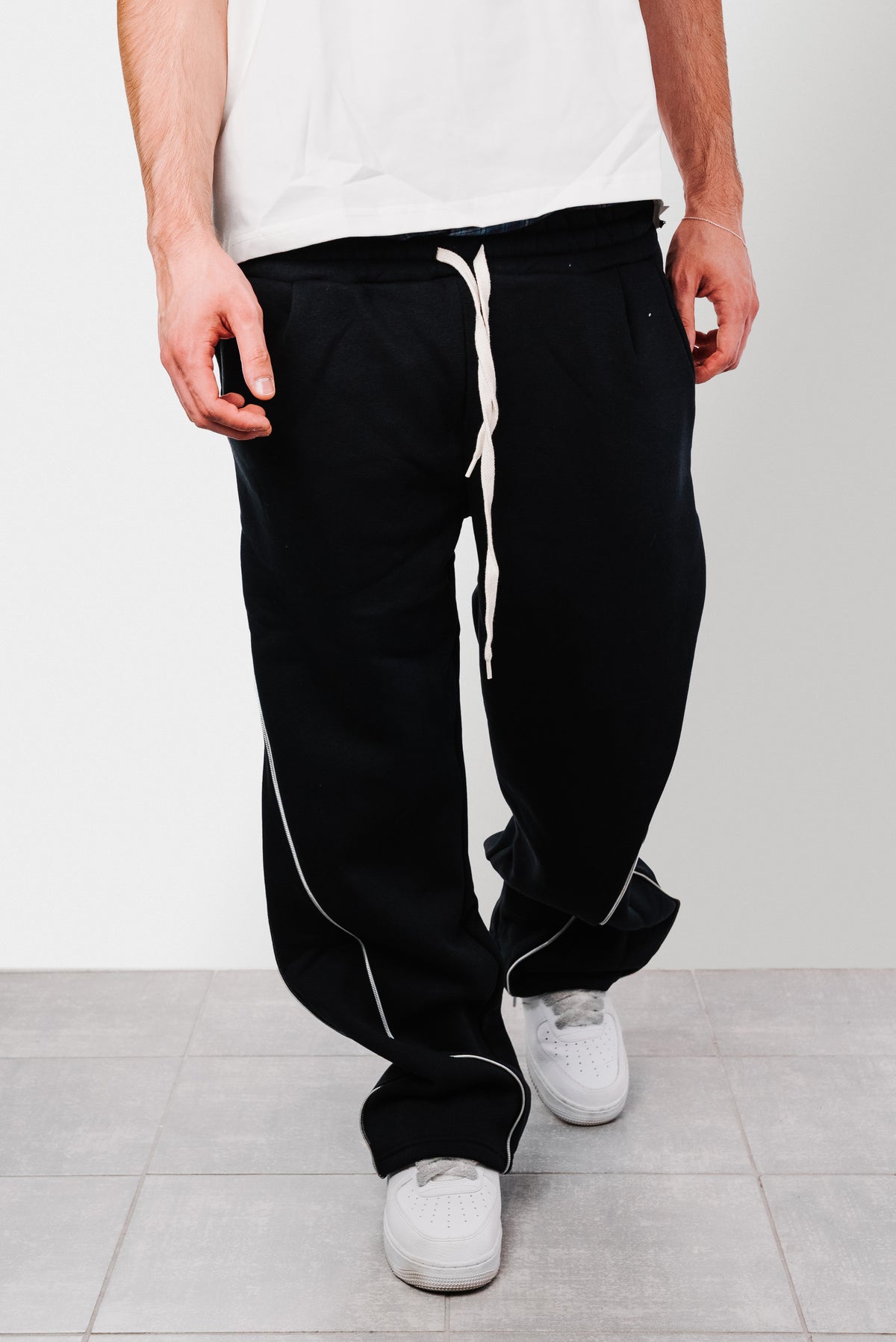 ZIP BLACK TRACK PANTS - Replacement Brand