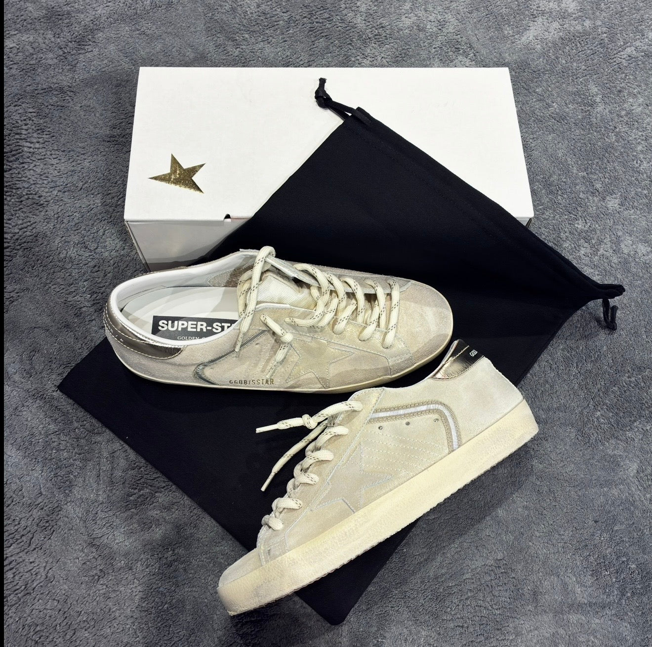 GOLDEN GOOSE SUPER STAR SUEDE CREAM TACCO GOLD