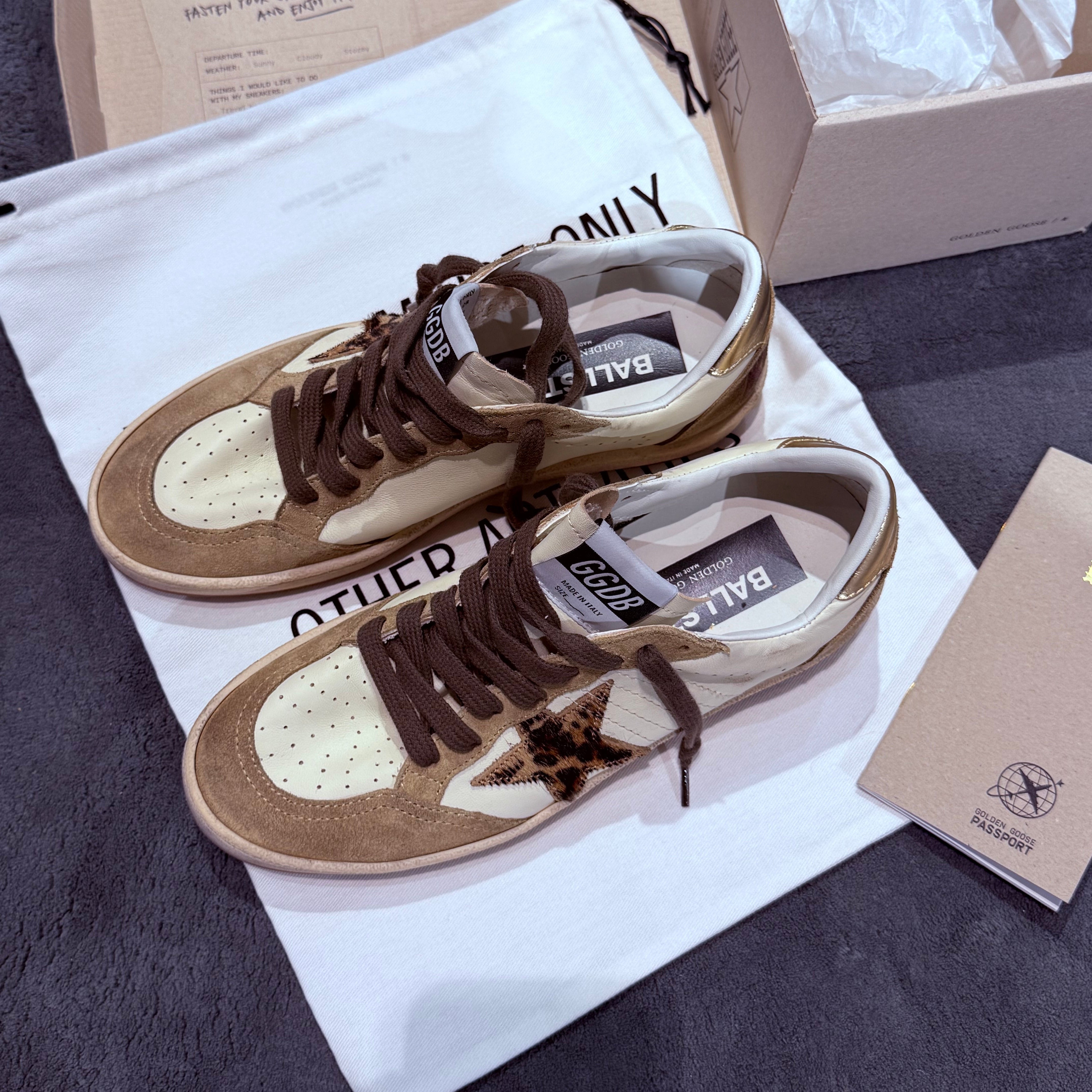 GOLDEN GOOSE BALLSTAR IN SUEDE BROWN CON STELLA LEOPARD