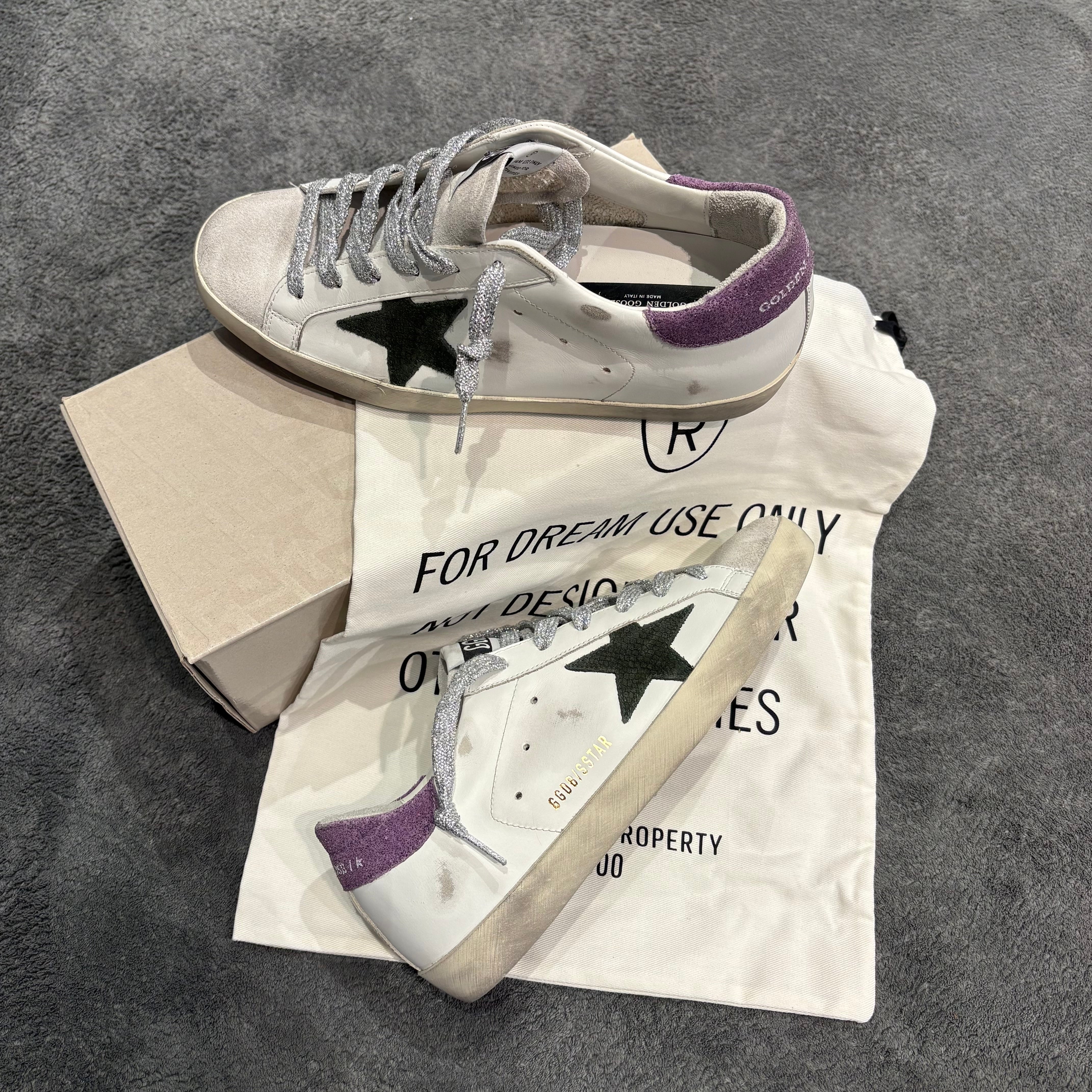 GOLDEN GOOSE SUPER STAR STELLA GREEN SUEDE & TACCO PURPLE SUDE