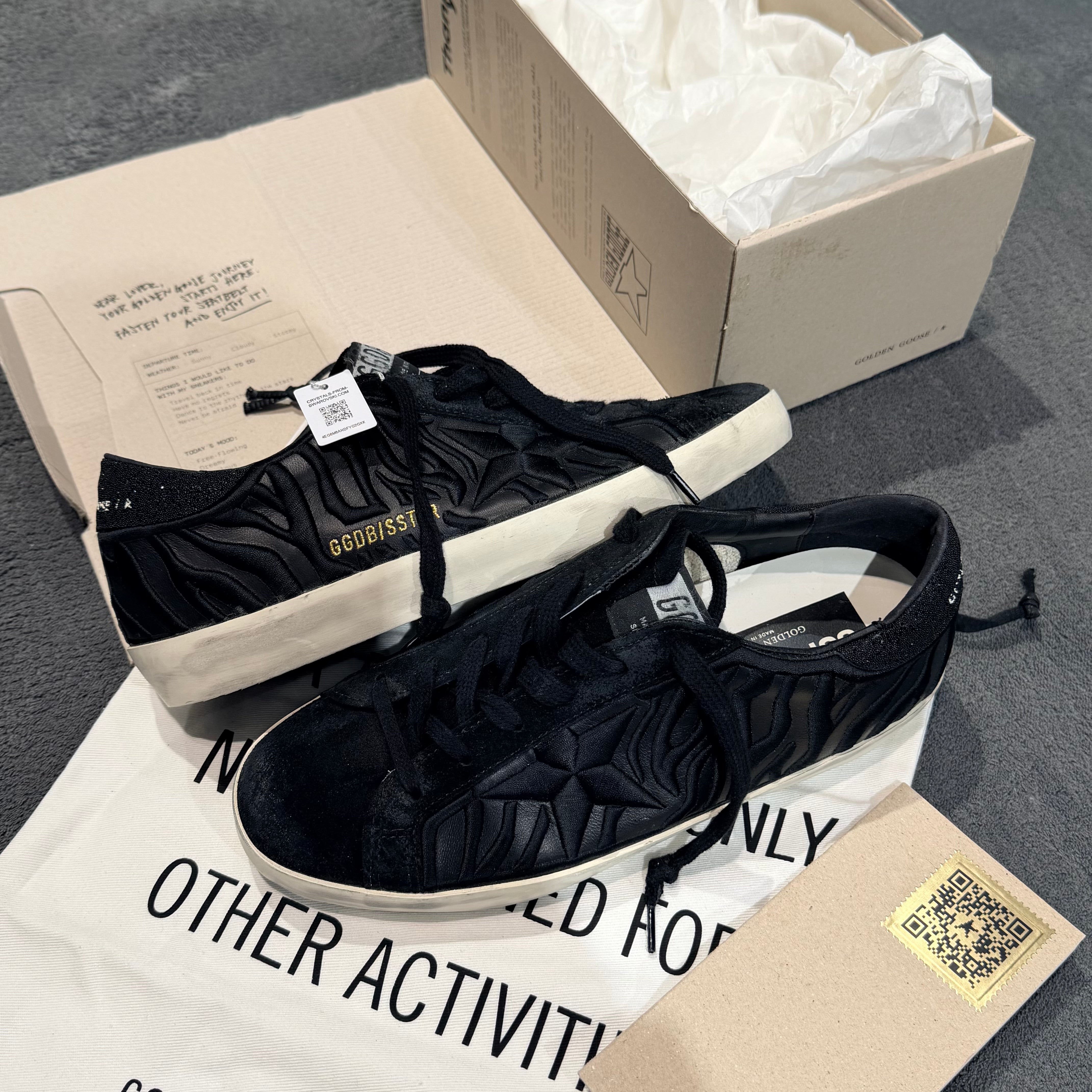 GOLDEN GOOSE X SWAROVSKI SUPER STAR BLACK SPARCKLY EMBROIDERY STAR & TACCO CRISTAL BLACK