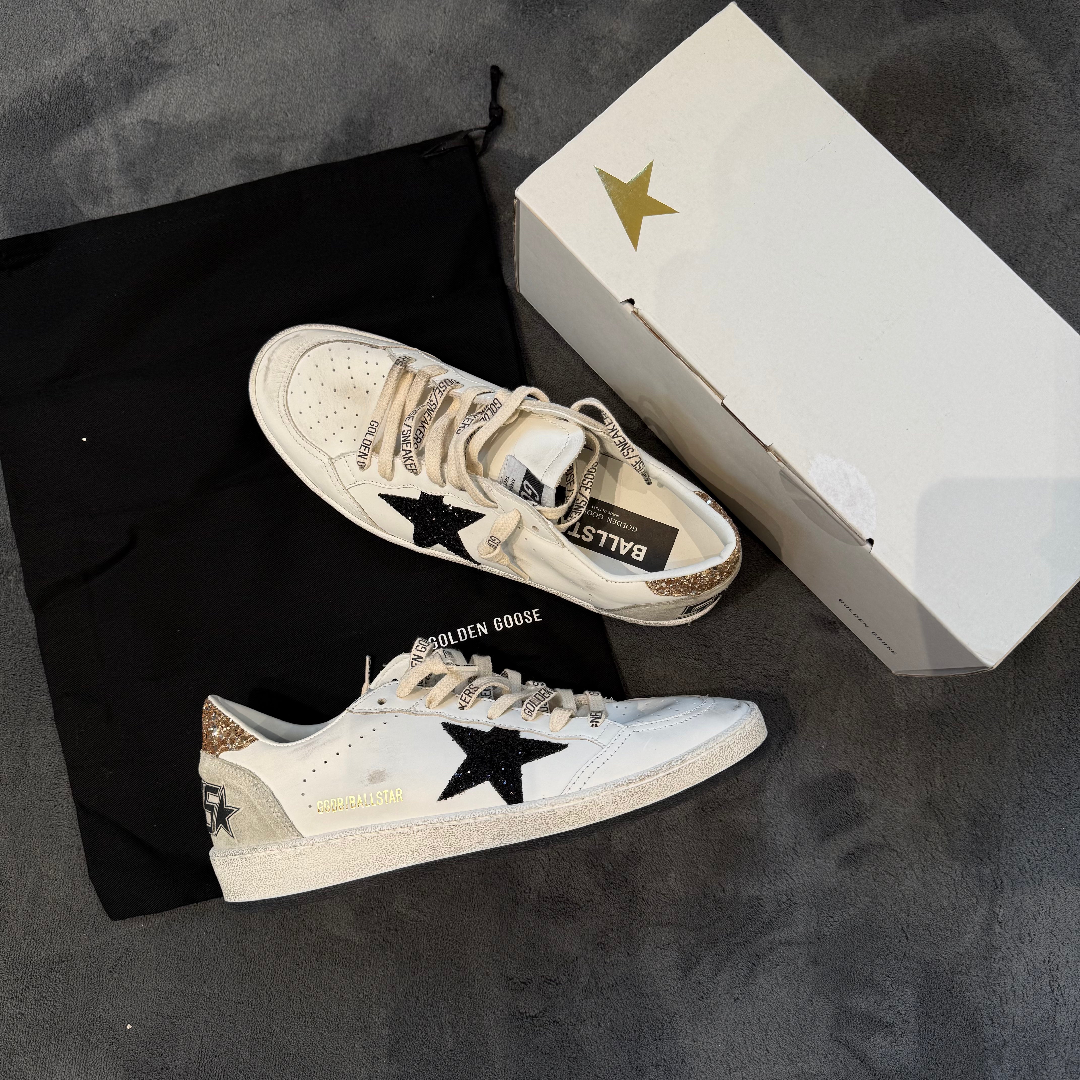 GOLDEN GOOSE BALLSTAR GLITTER GOLD & BLACK