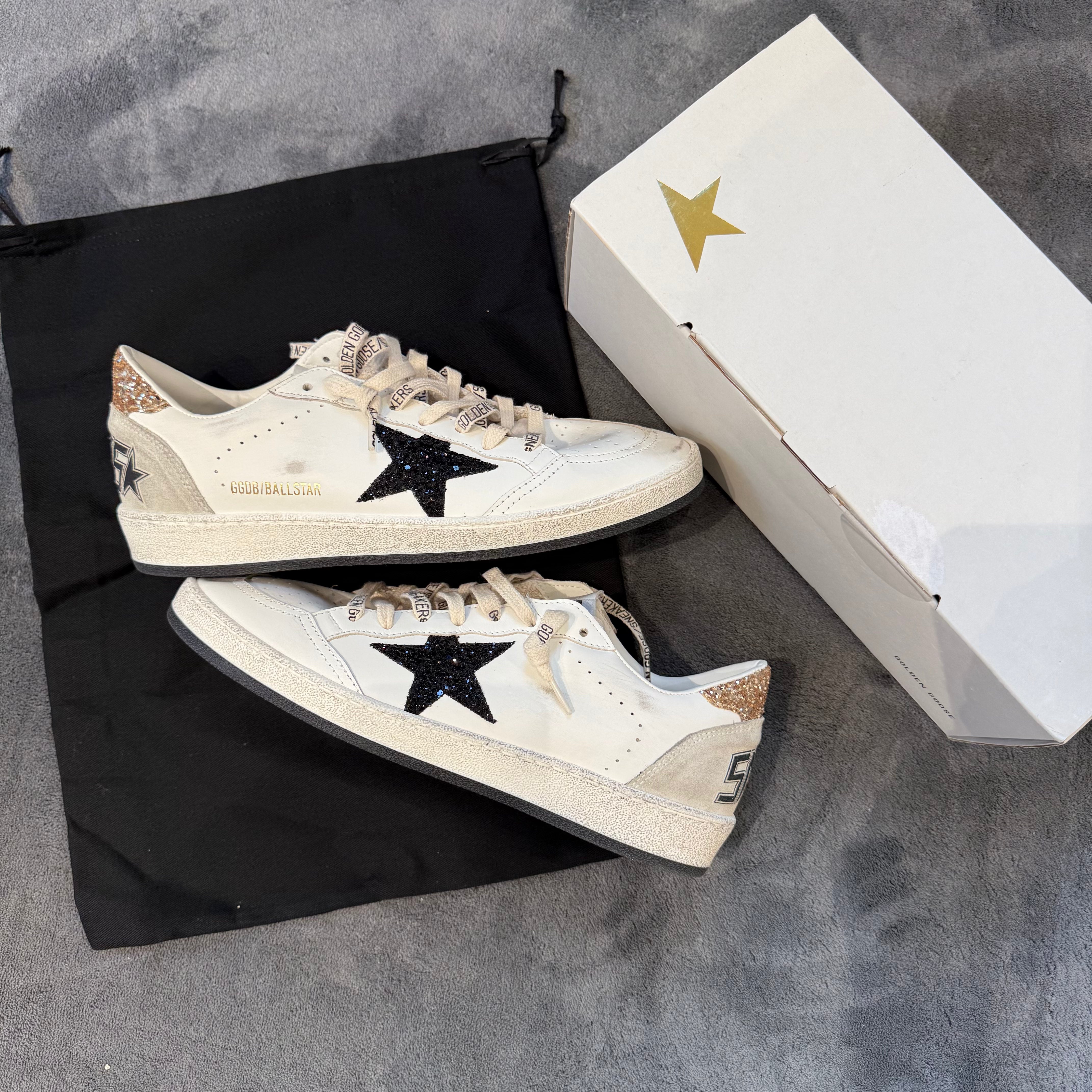 GOLDEN GOOSE BALLSTAR GLITTER GOLD & BLACK