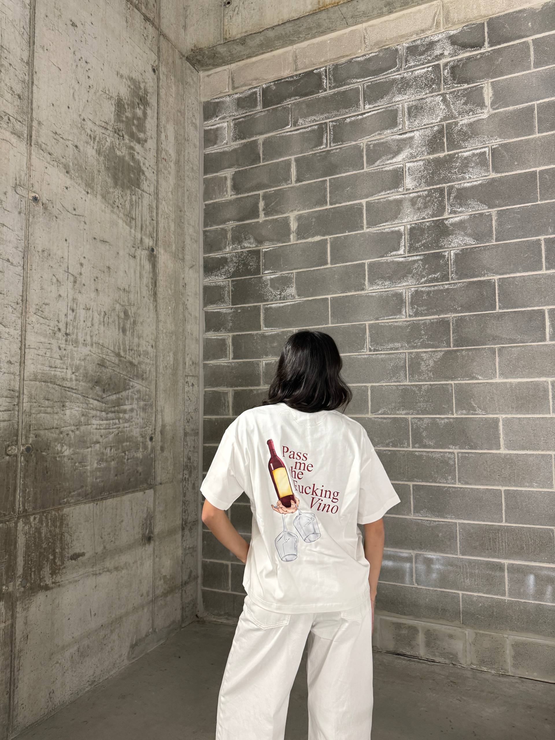WINE WHITE BOXY TEE- TheDoubleE