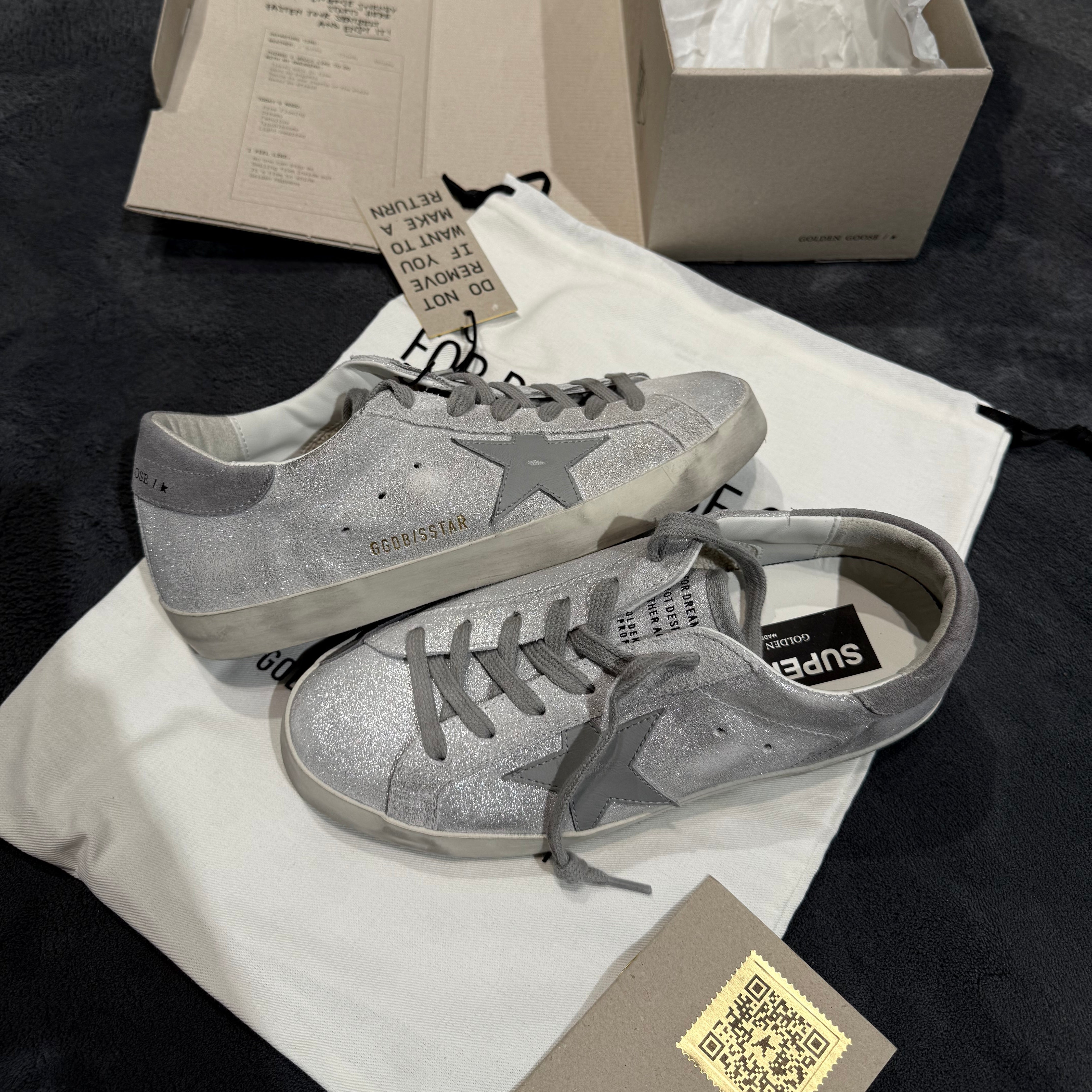 GOLDEN GOOSE SUPER STAR GLITTER SILVER