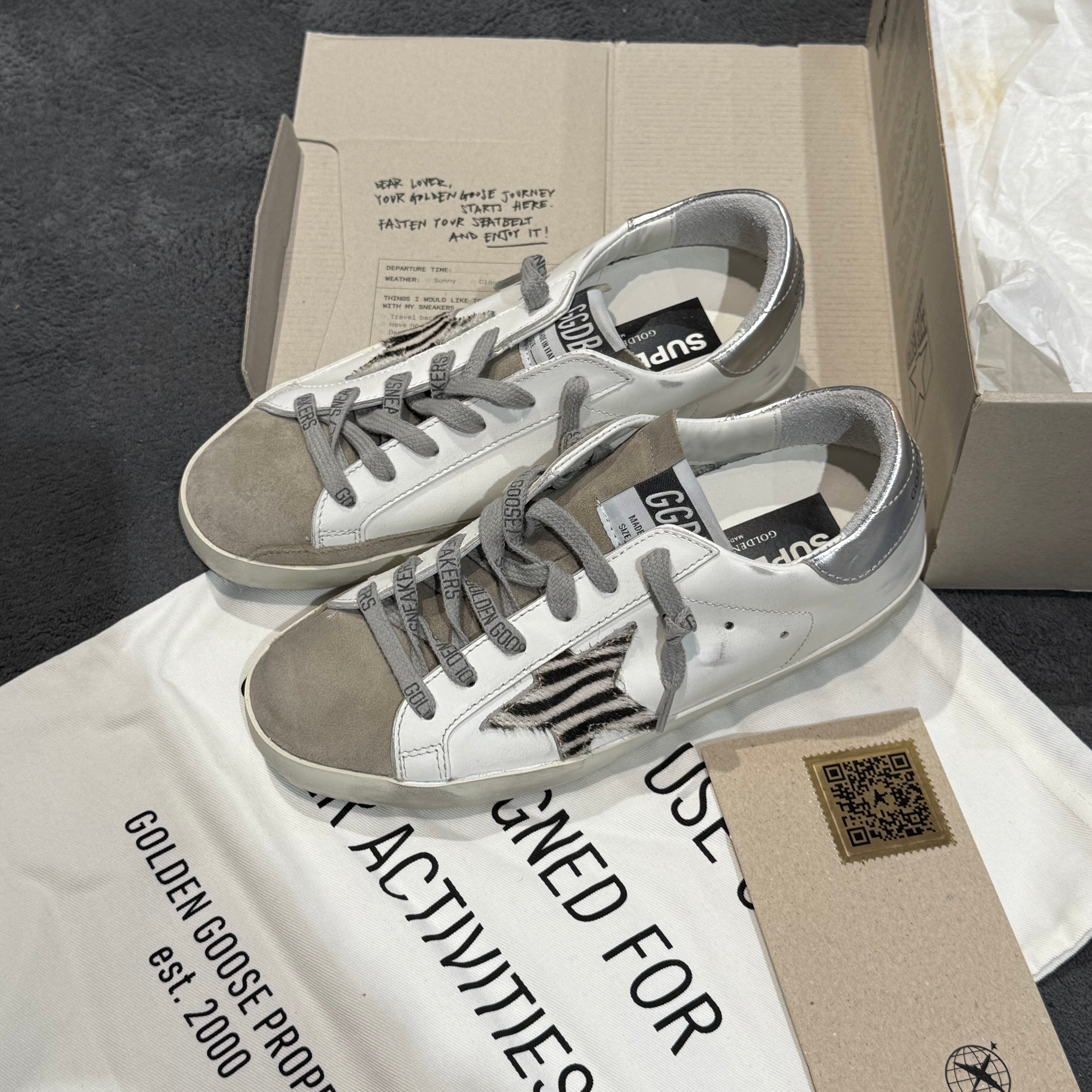 GOLDEN GOOSE SUPER STAR ARGENTO E ZEBRATO DONNA