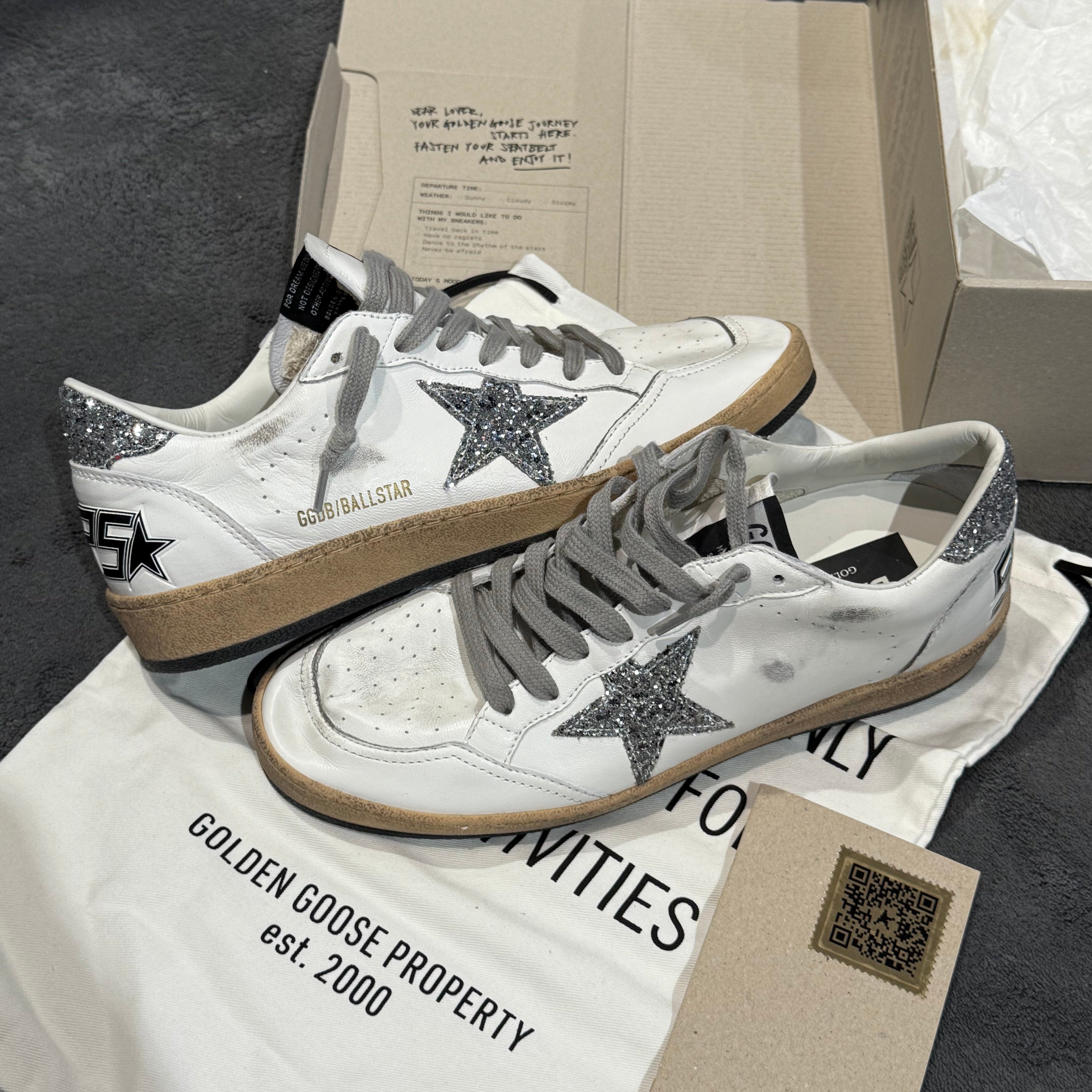 GOLDEN GOOSE BALLSTAR STELLA E TACCO GLITTER GREY
