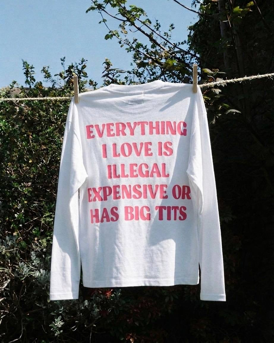 BIG TITS WHITE BOXY LONGSLEEVE - TheDoubleE