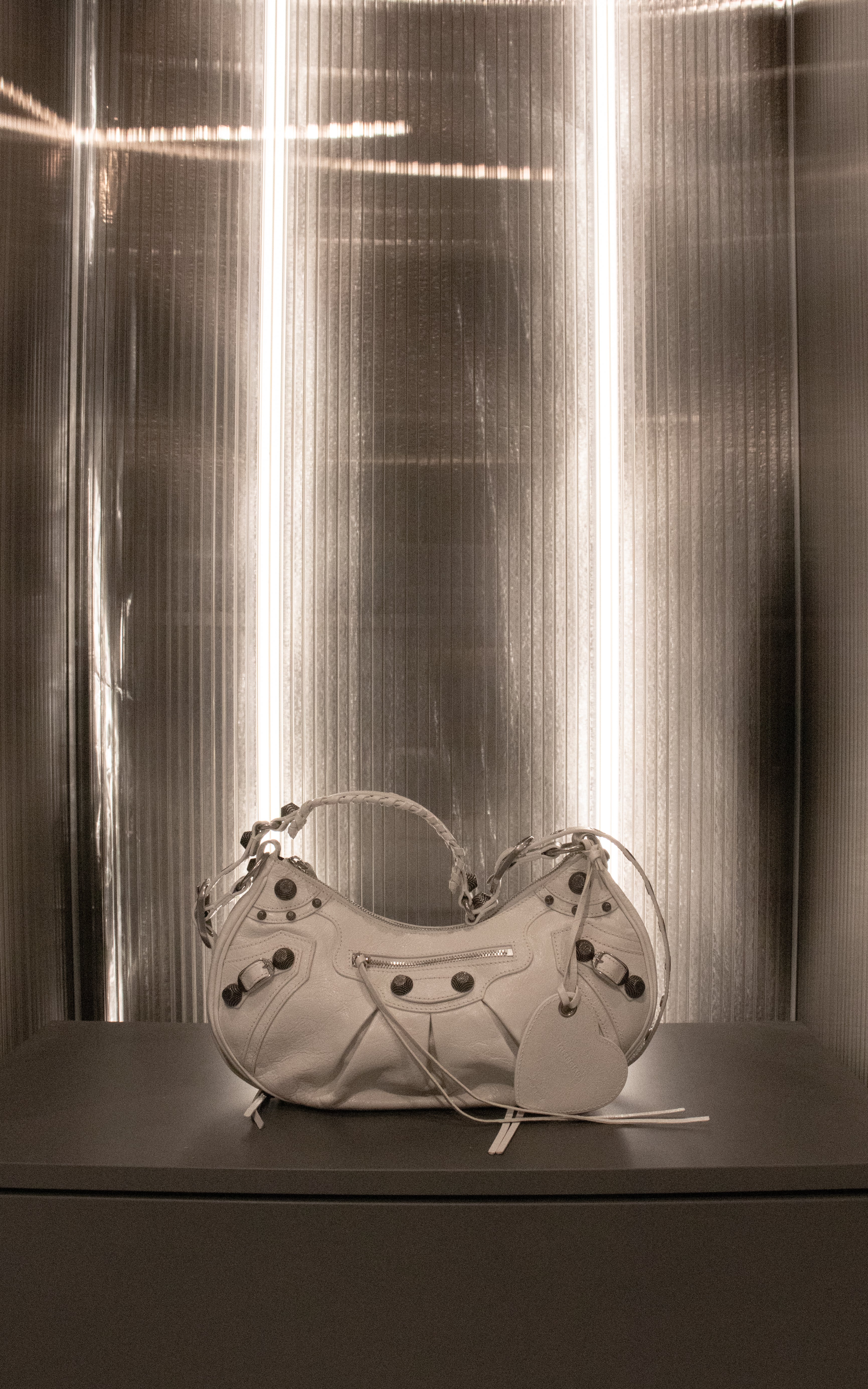 BALENCIAGA BORSA LE CAGOLE ARENA LAMB WHITE